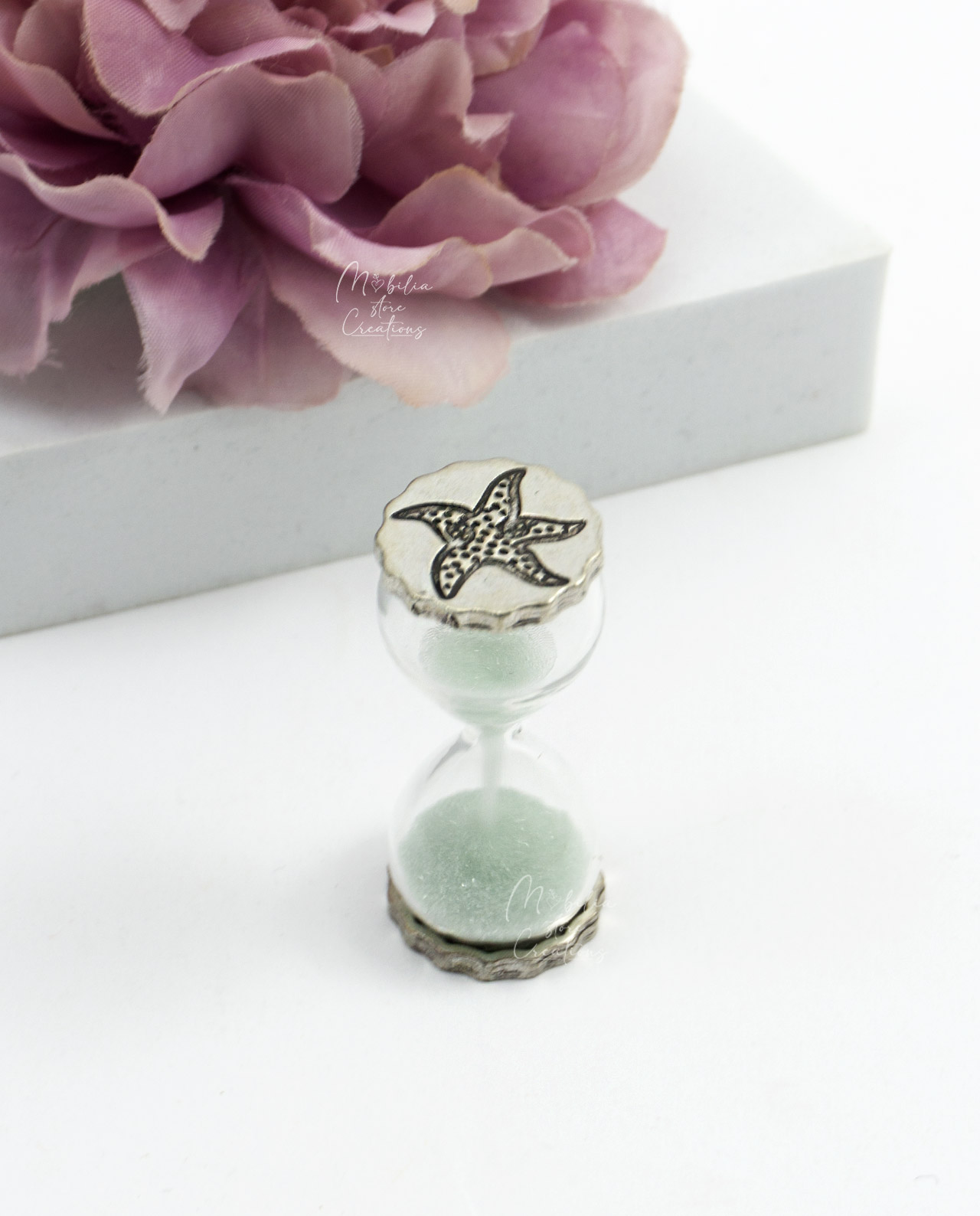 Mini clessidra tiffany con basi personalizzabili Tabor su Sacchetto - immagine 5