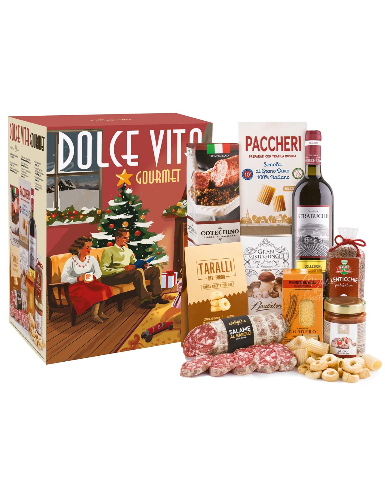 Cesto natalizio gastronomico dolce vita - 9 pezzi di specialità italiane