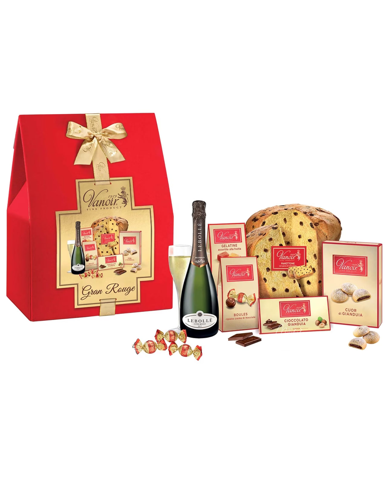 Cesto Natalizio 6 pezzi Vanoir Gran Rouge con Panettone