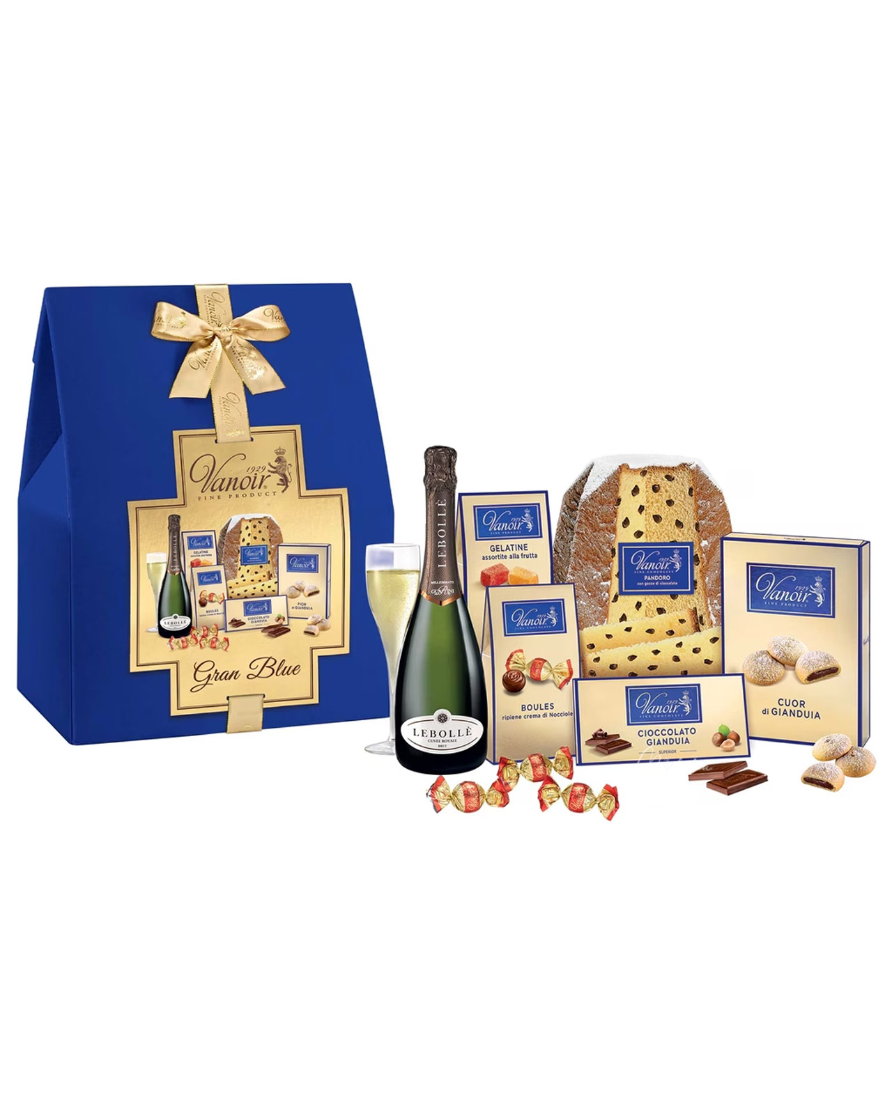 Cesto Natalizio 6 pezzi Vanoir Gran blue con Pandoro