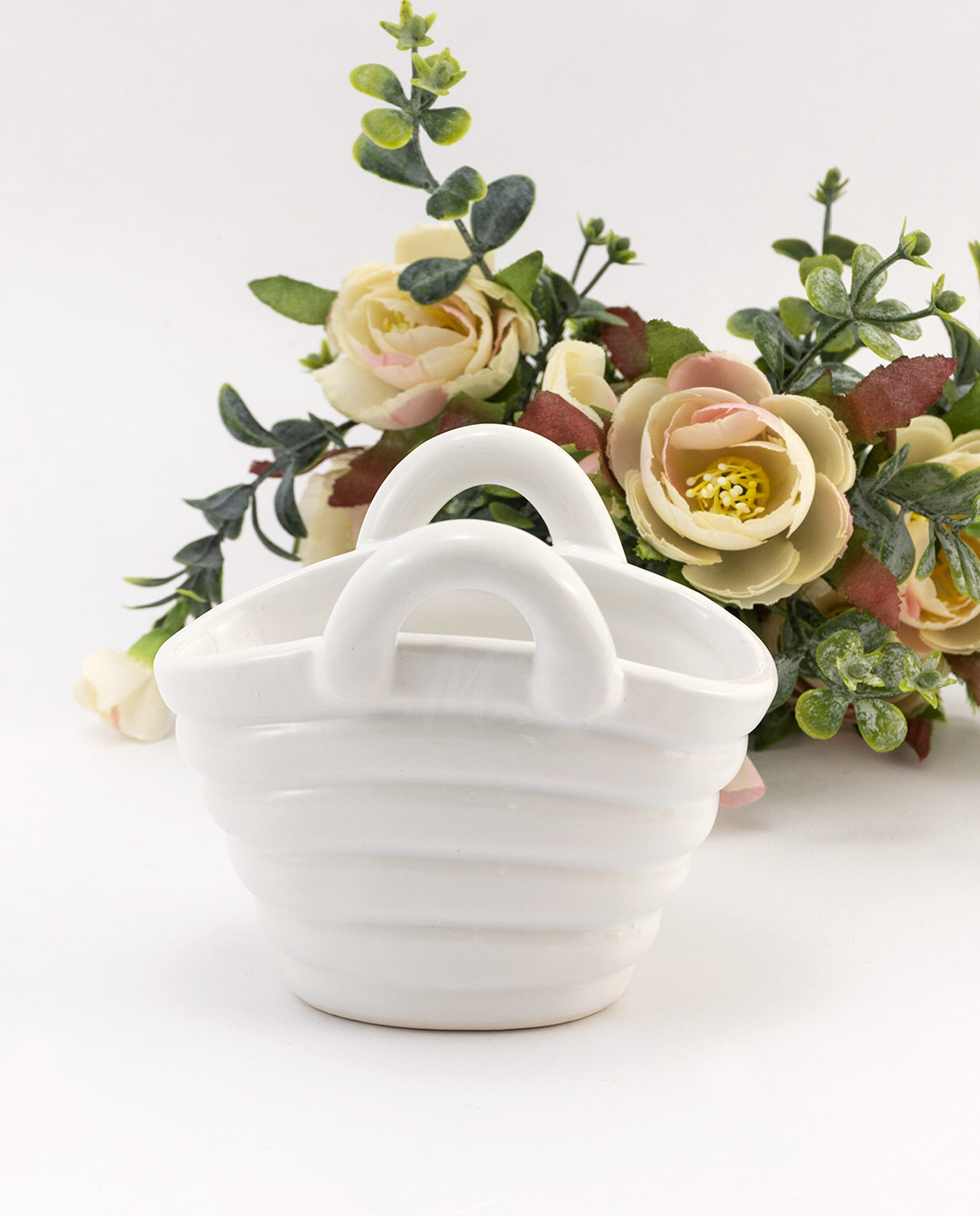Vasetto coffa siciliana in ceramica bianca