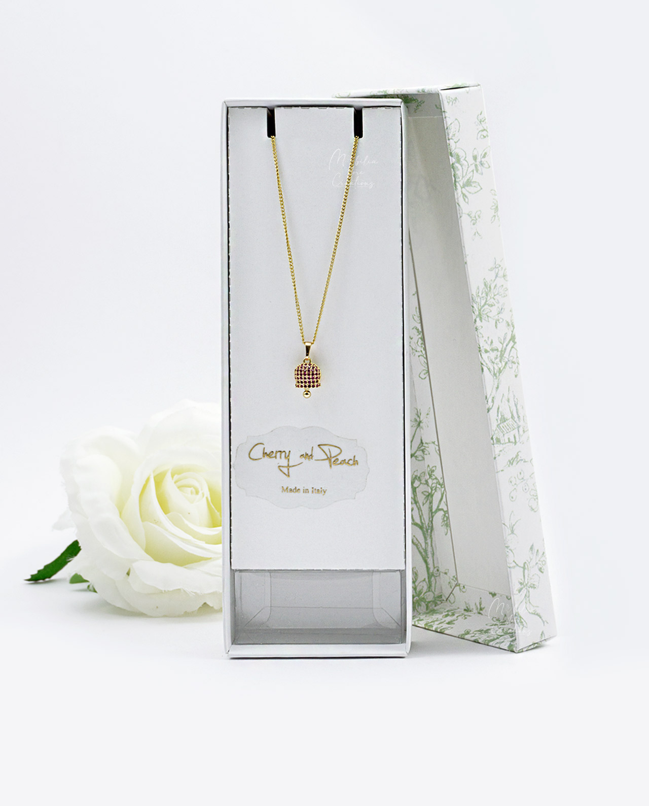 Collana in ottone con campanella vari colori Cherry and Peach - immagine 7