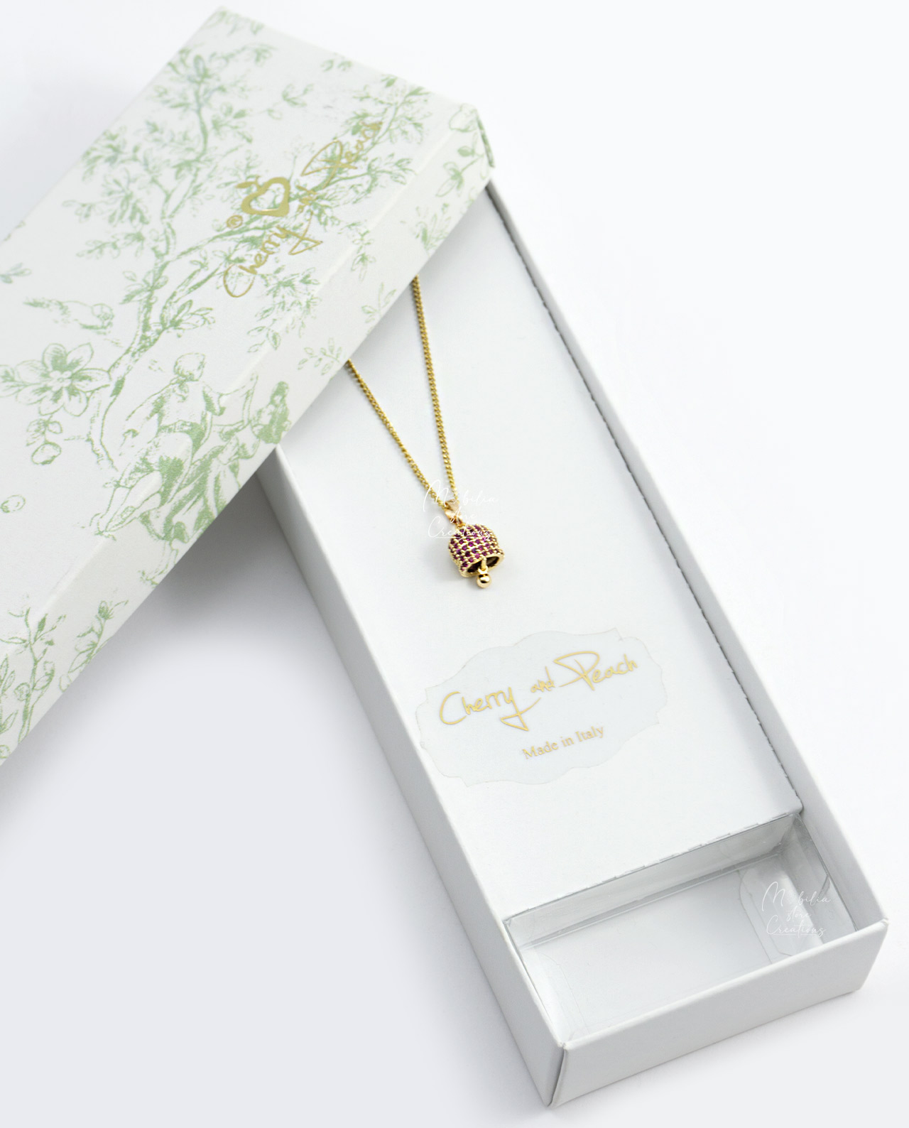 Collana in ottone con campanella vari colori Cherry and Peach