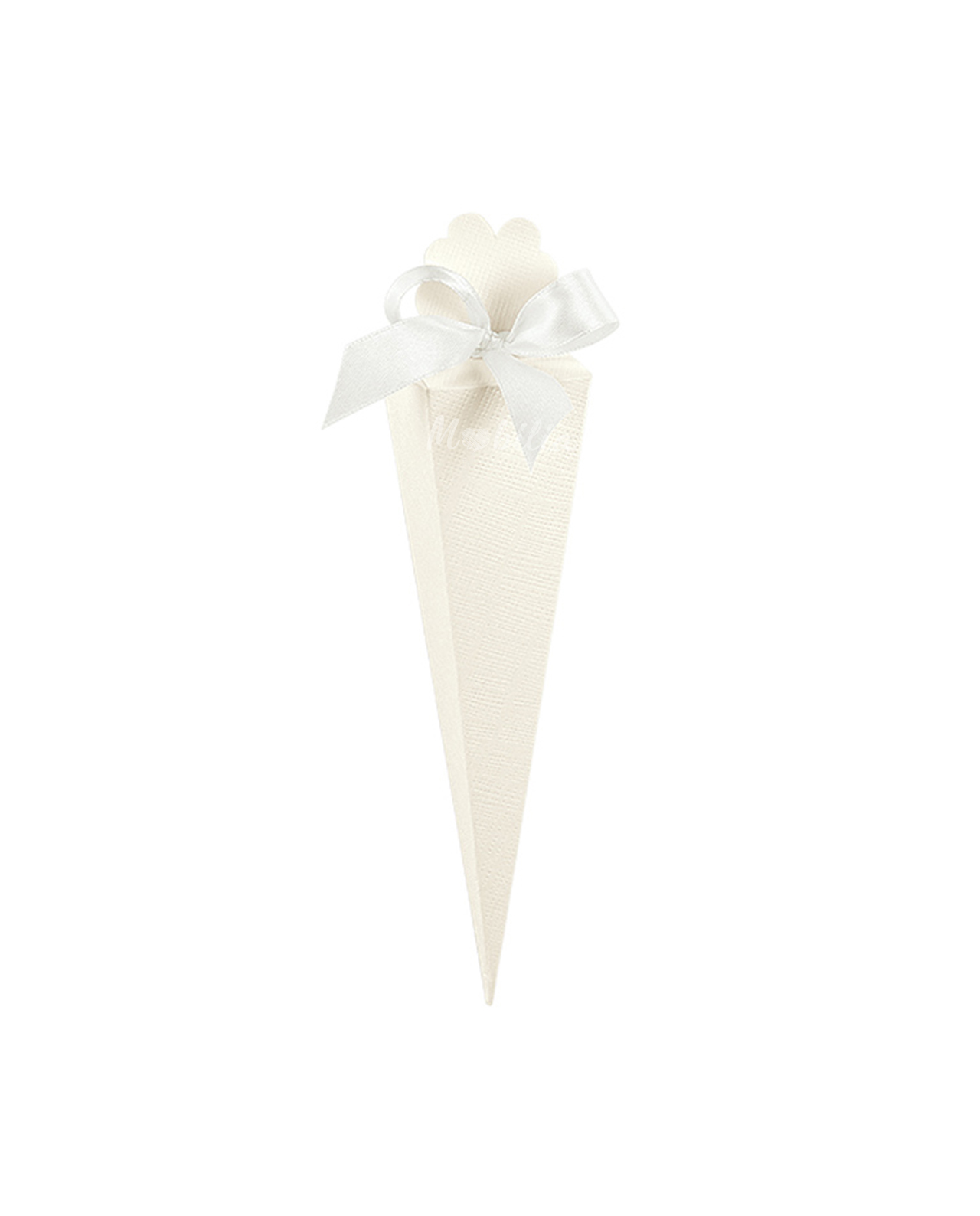 Cono seta bianco con chiusura a fiore