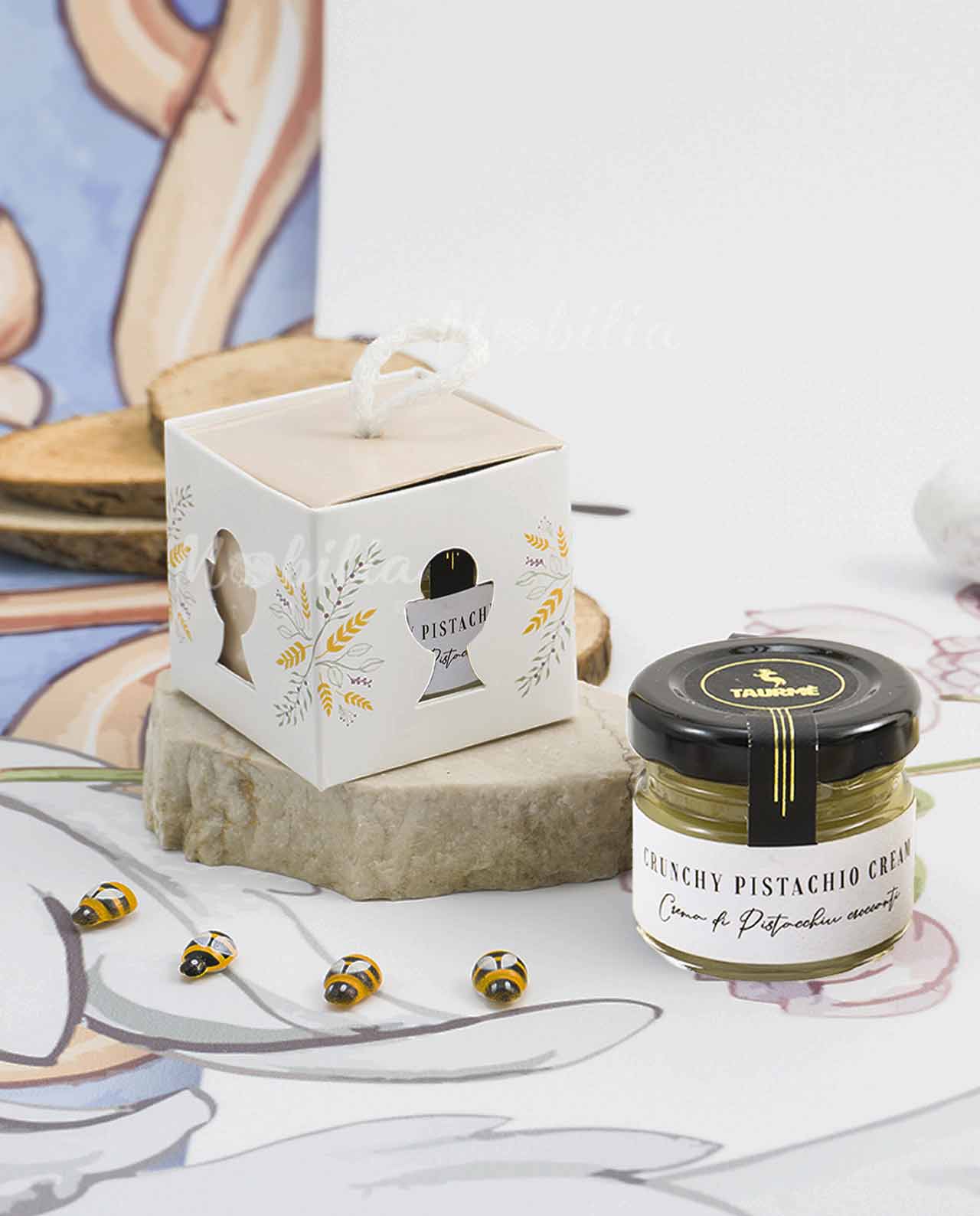 Segnaposto legambiente crema di pistacchio con scatolina