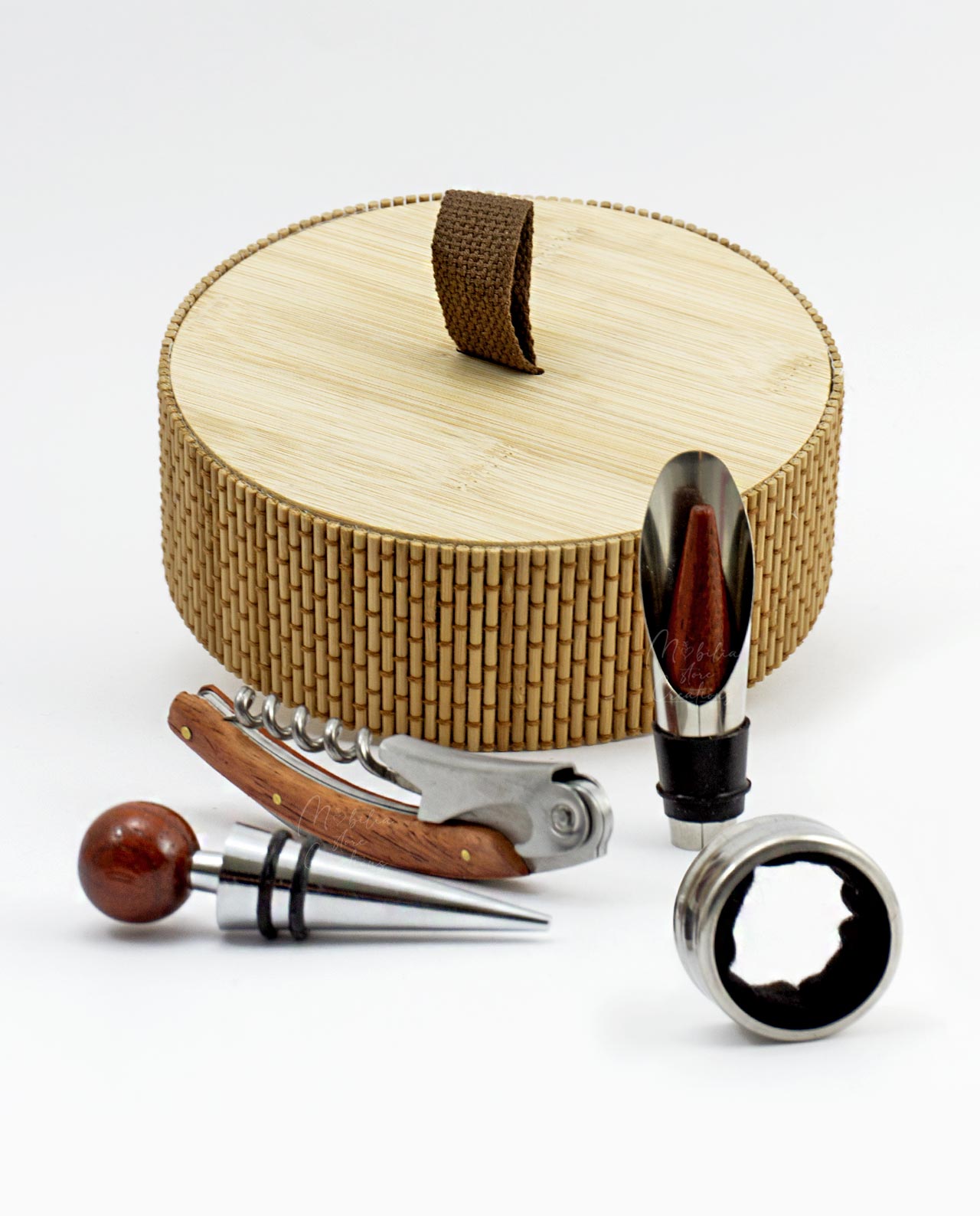 Set degustazione vino con scatola bamboo Cuorematto