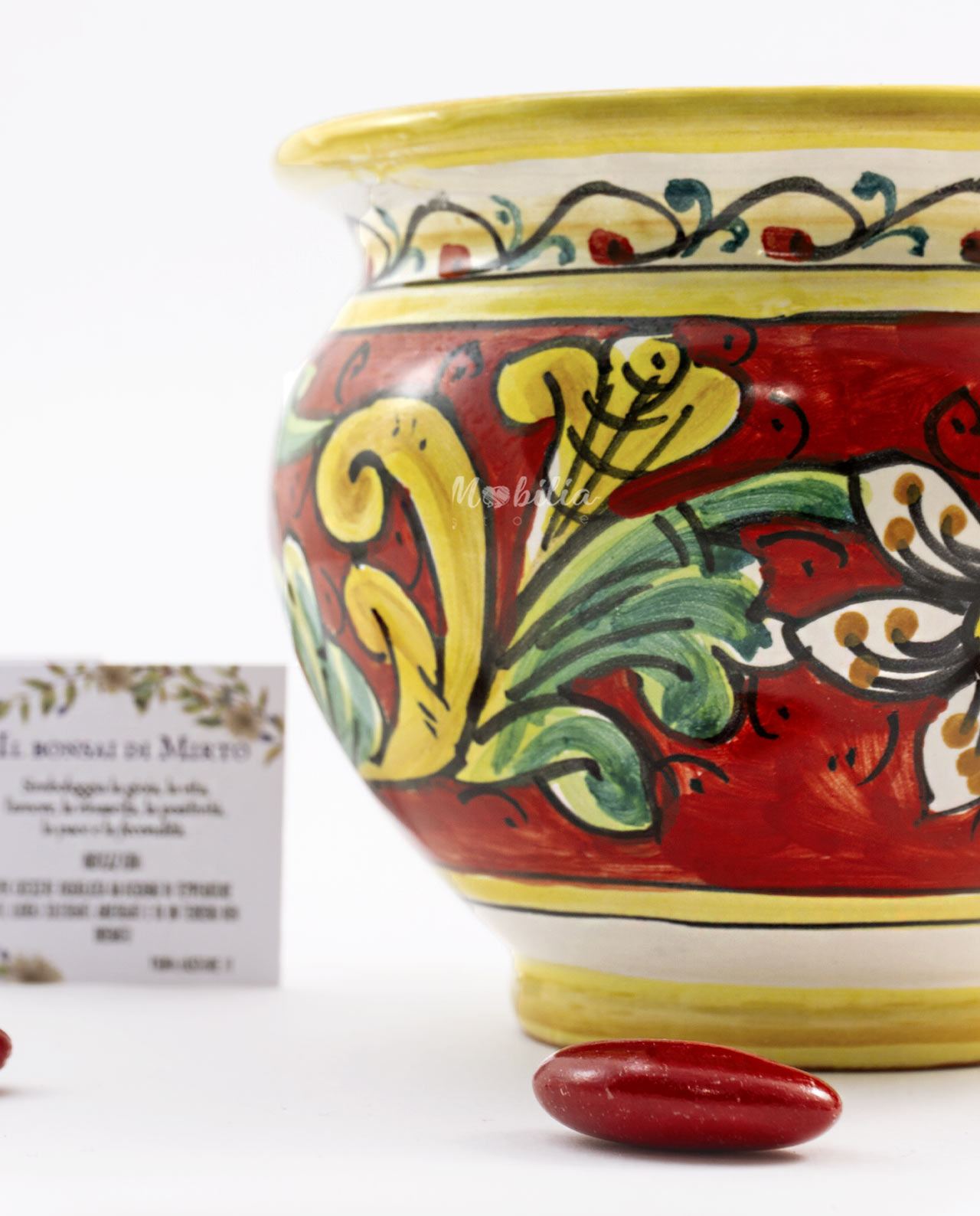 Bomboniera Legambiente piantina di Ulivo D 10 cm con vaso rosso in ceramica artigianale - immagine 3
