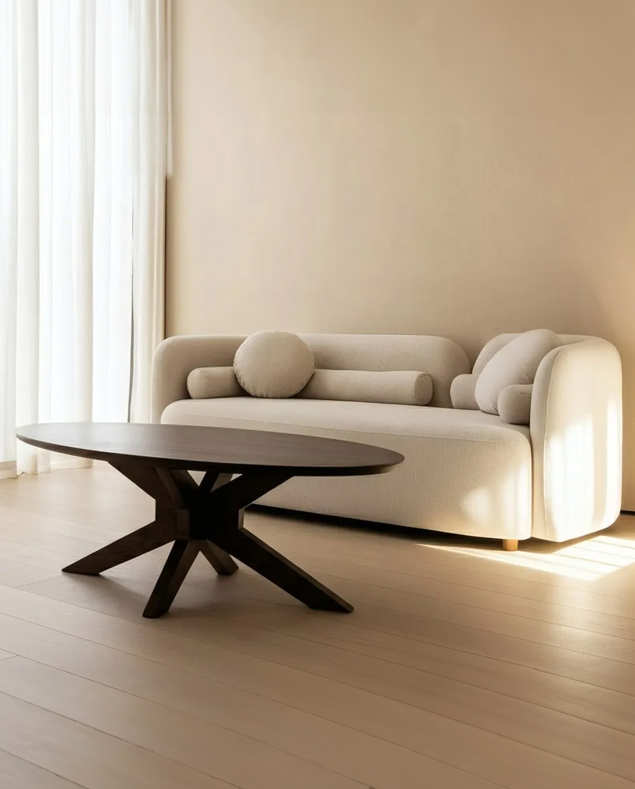 Divano due posti in tessuto beige