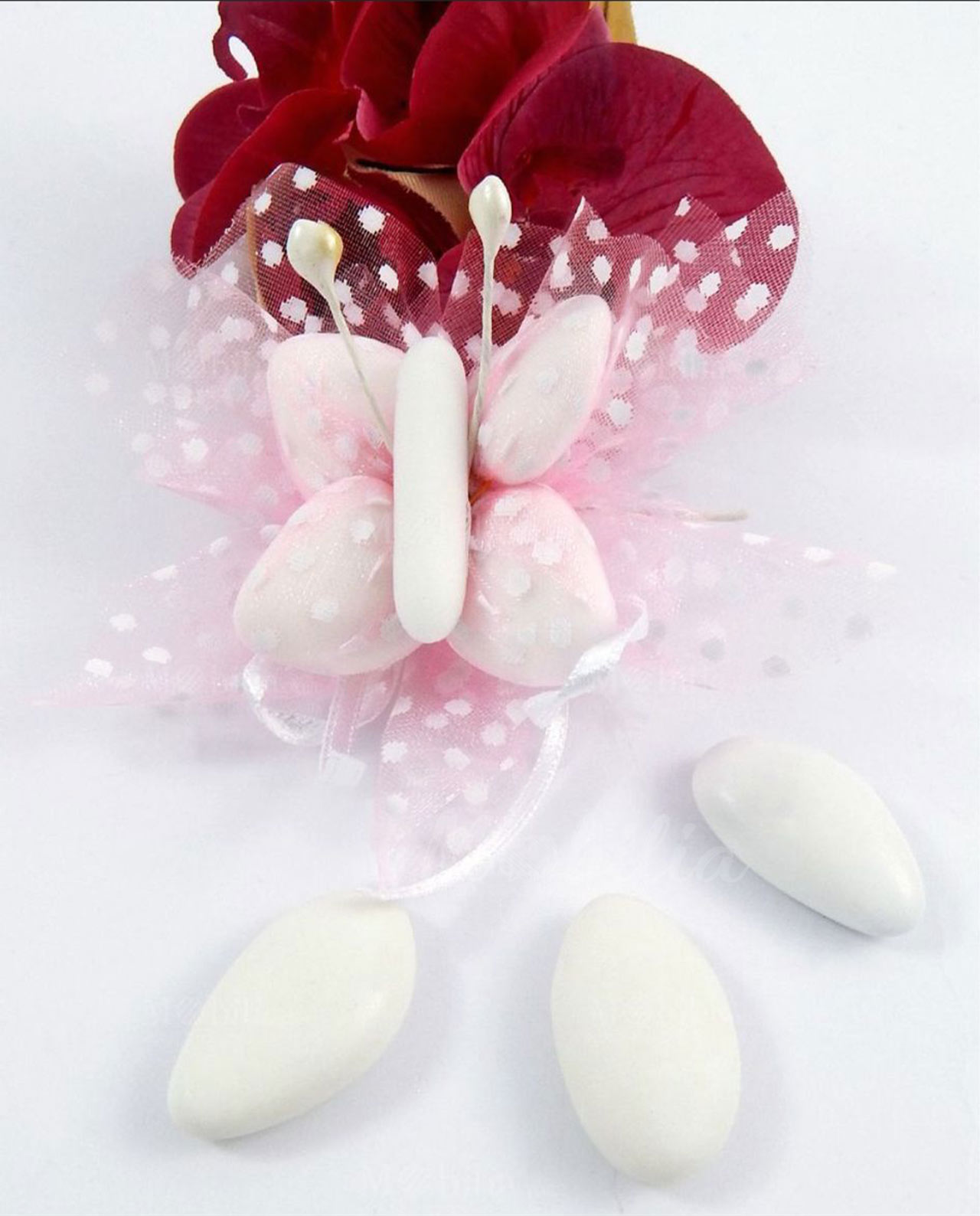 Farfalla di confetti Sulmona in organza rosa