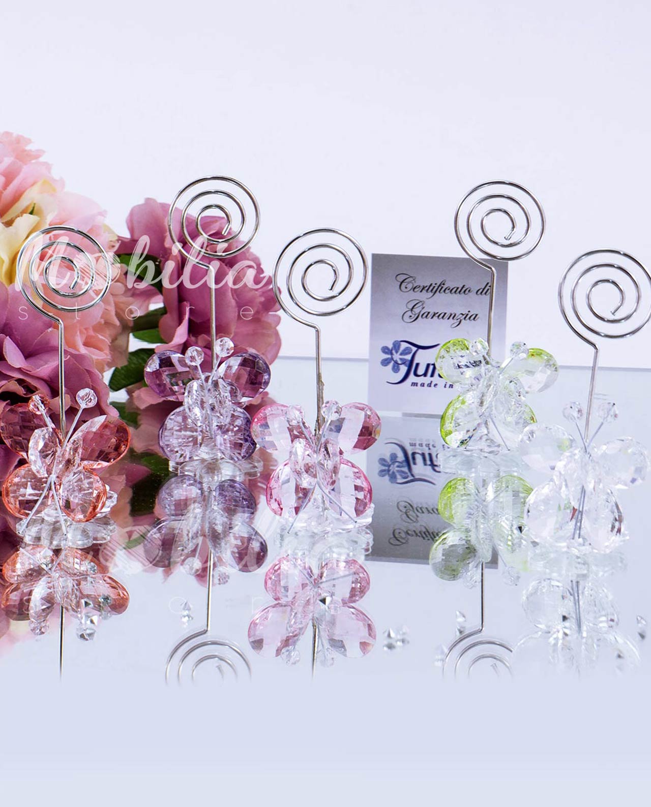 Memoclip farfalla cristallo Swarovski Tufano vari colori