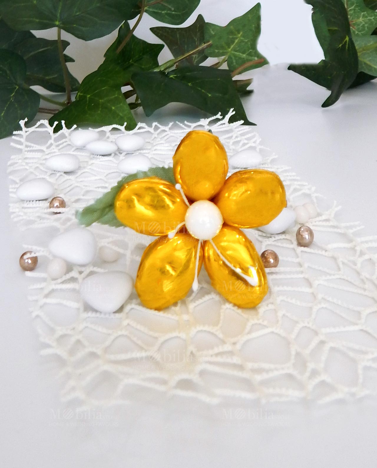 fiore di confetti di sulmona in oro metalizzato