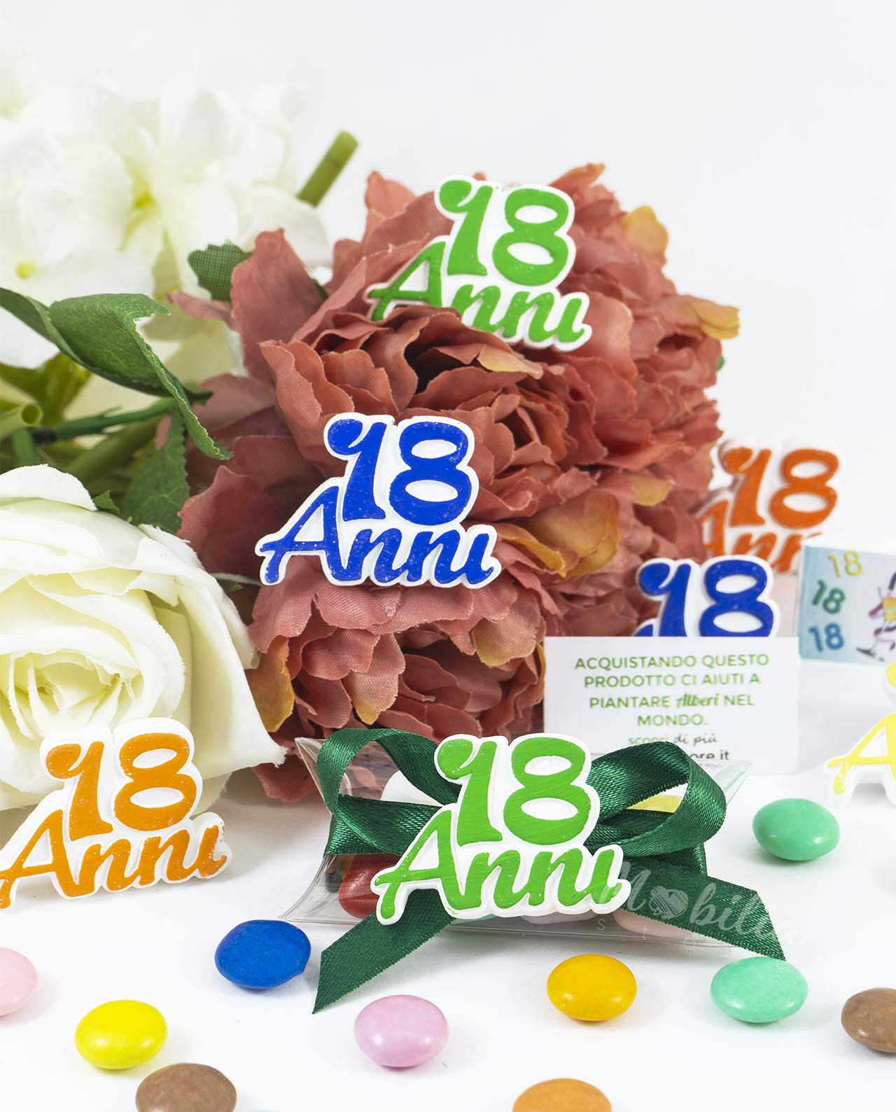 Gessetto 18 anni colorato su tubicino con confetti