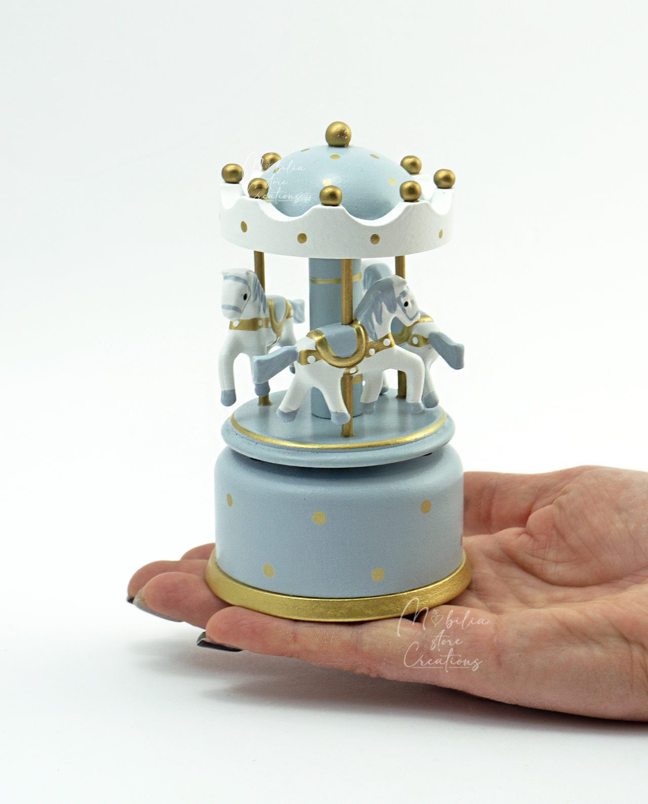 Bomboniera Carillon giostrina azzurro H 13cm - immagine 2