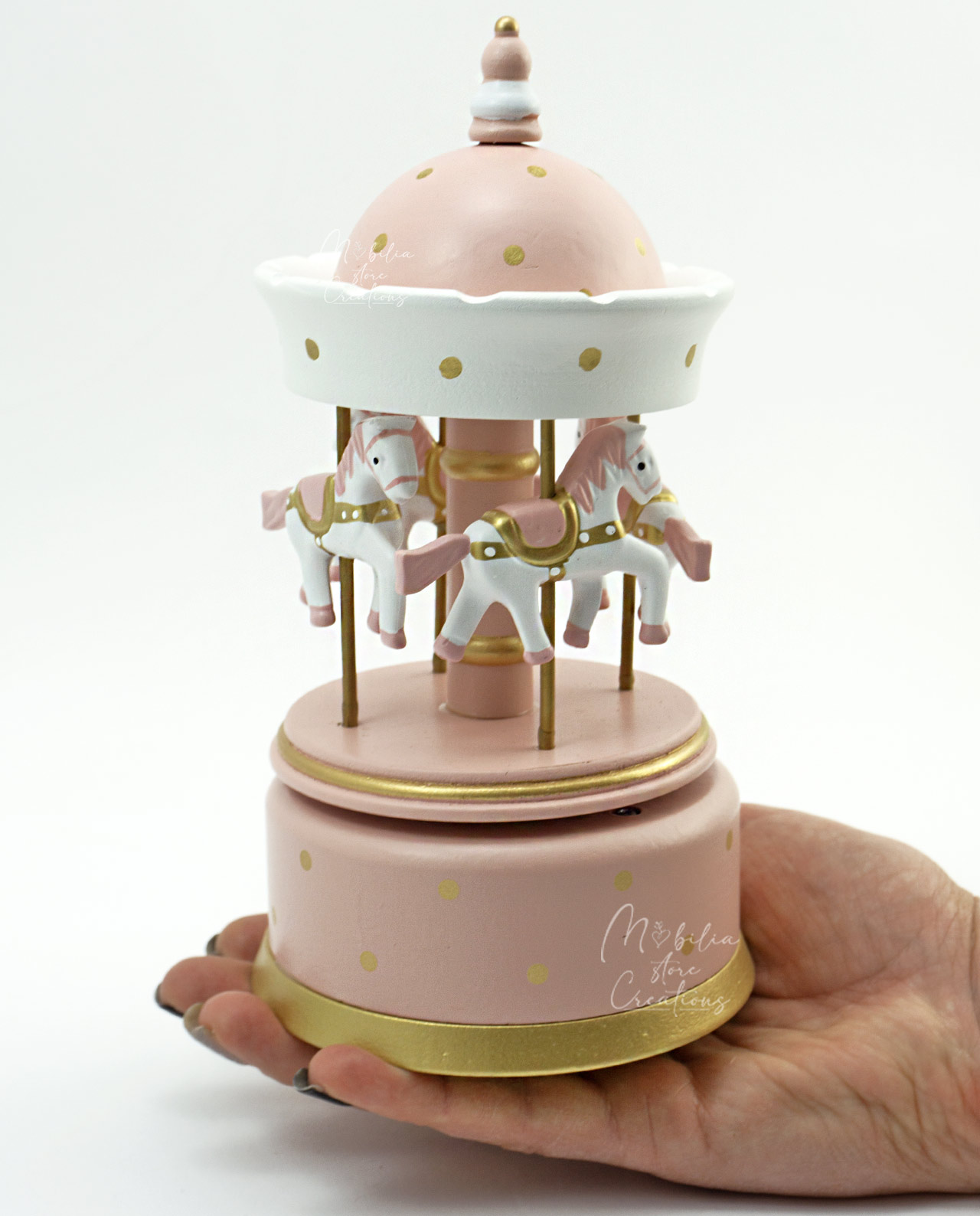 Bomboniera Carillon giostrina rosa grande - immagine 2