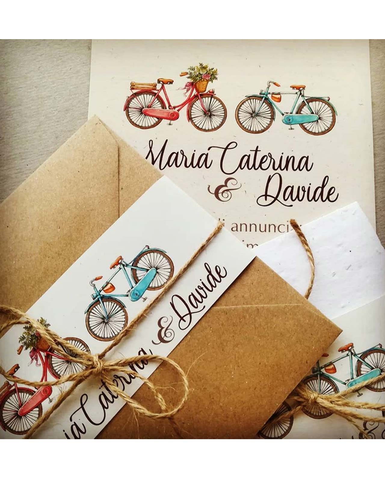 Partecipazione carta da piantare modello Biciclette - immagine 2