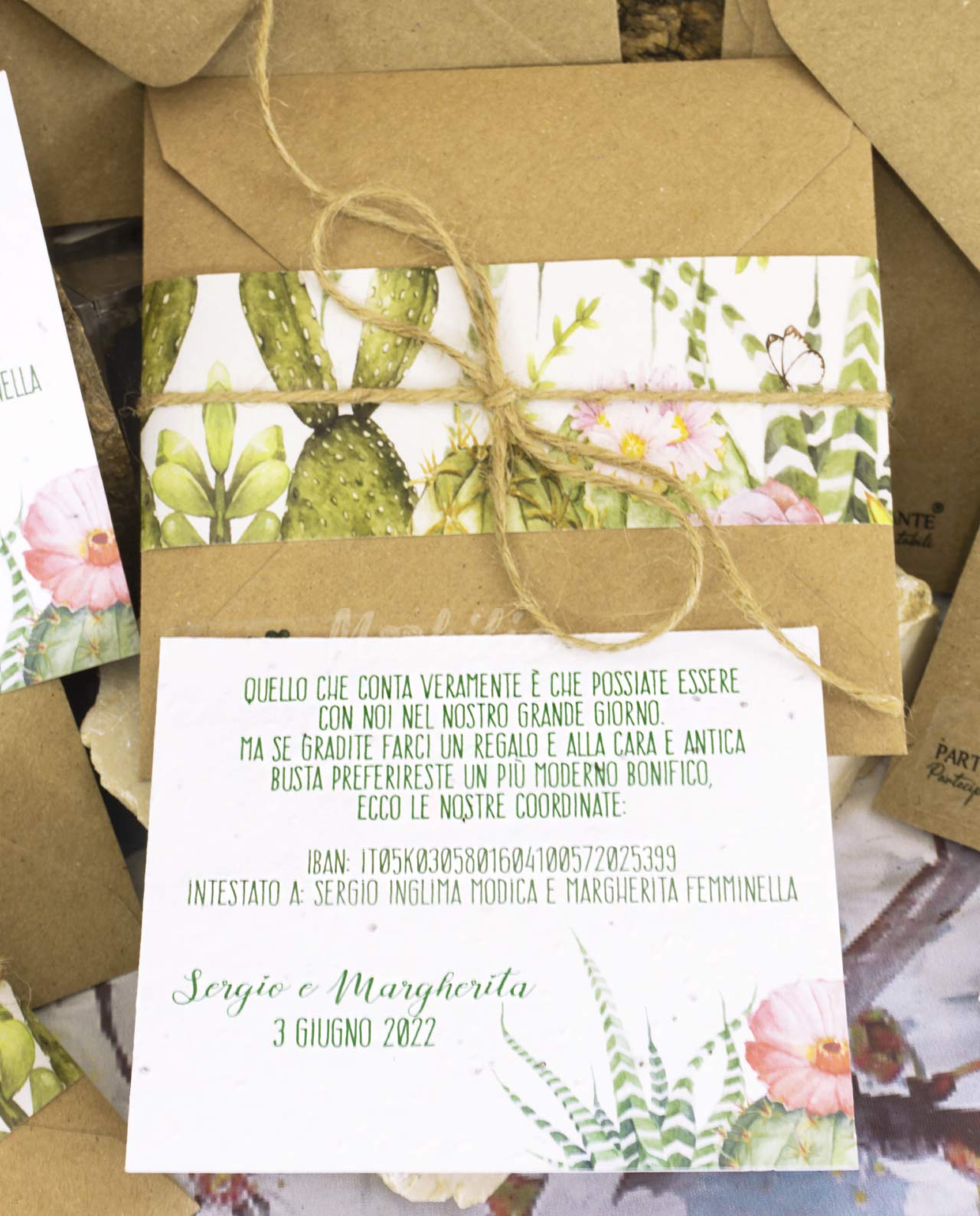 Partecipazione carta da piantare modello Giardino - immagine 3