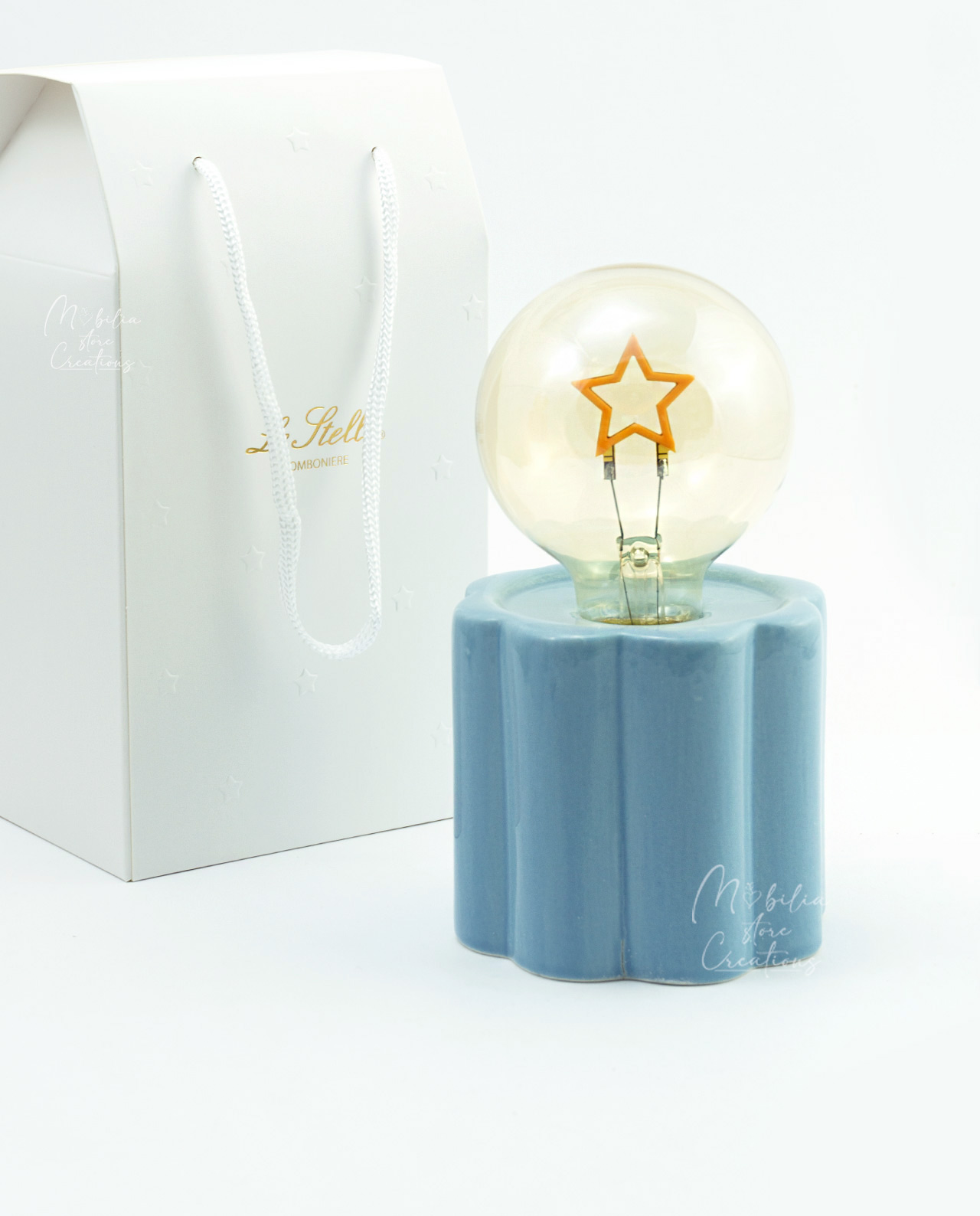 Lampada porcellana azzurra con stella