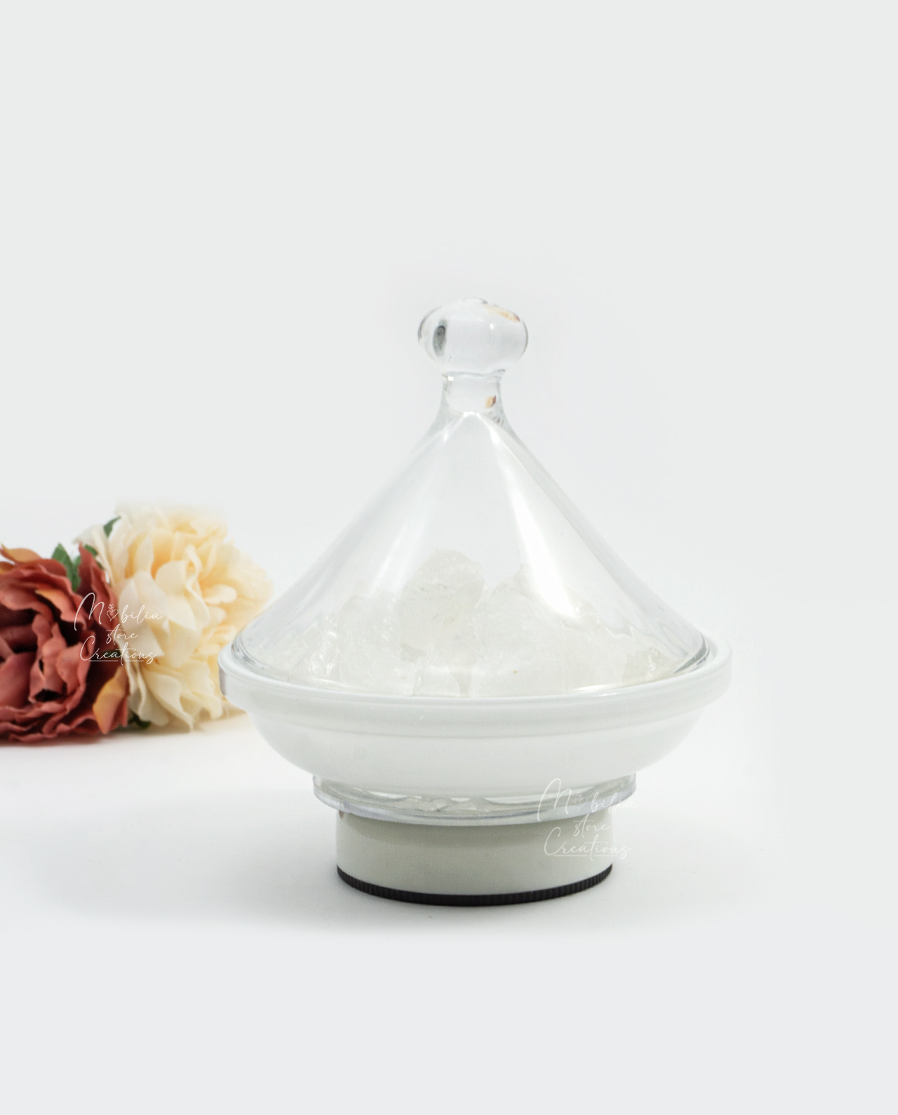 Lampada led cono con cristalli di sale bianco