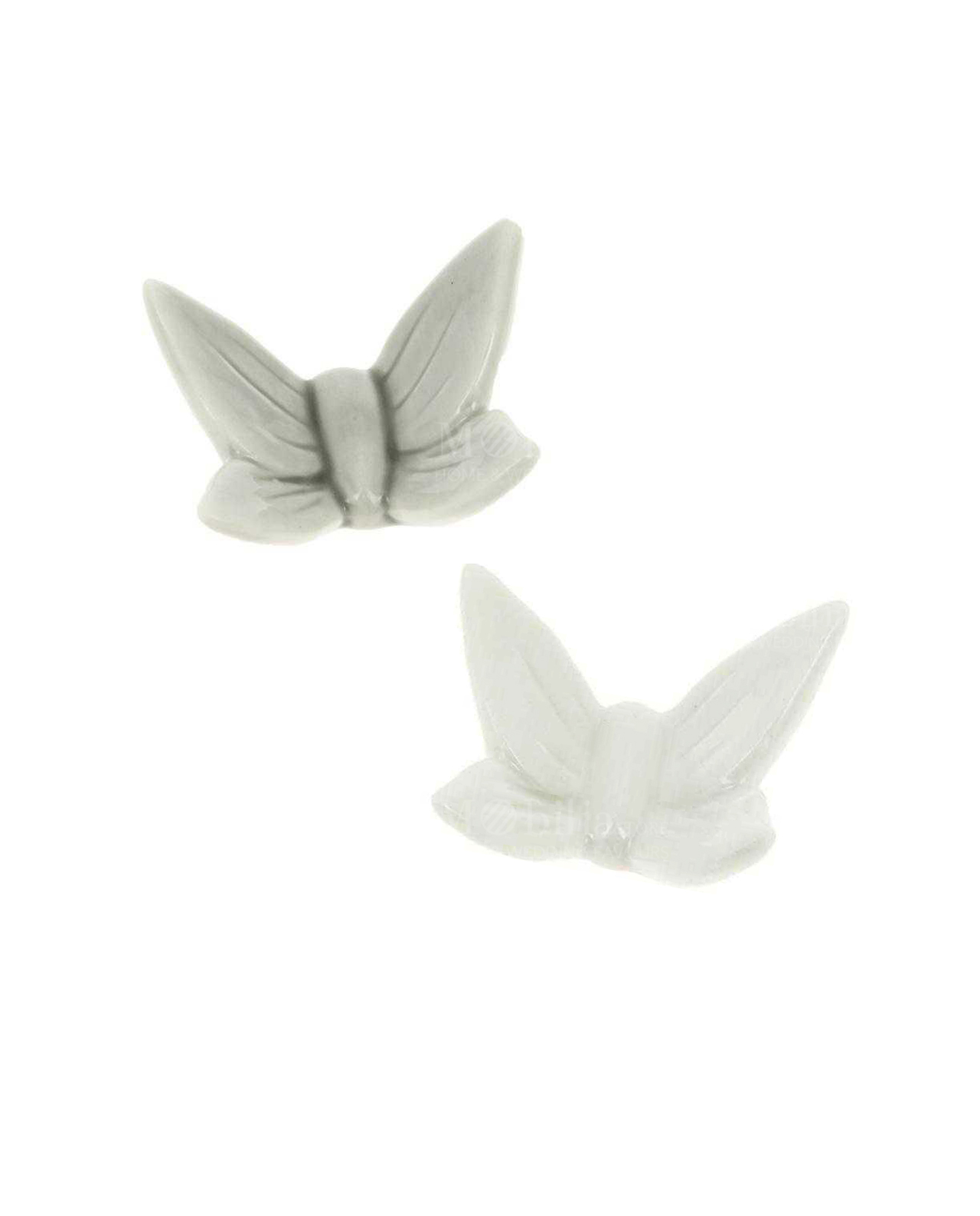 magnete calamita farfalla porcellana bianca e farfalla porcellana grigia