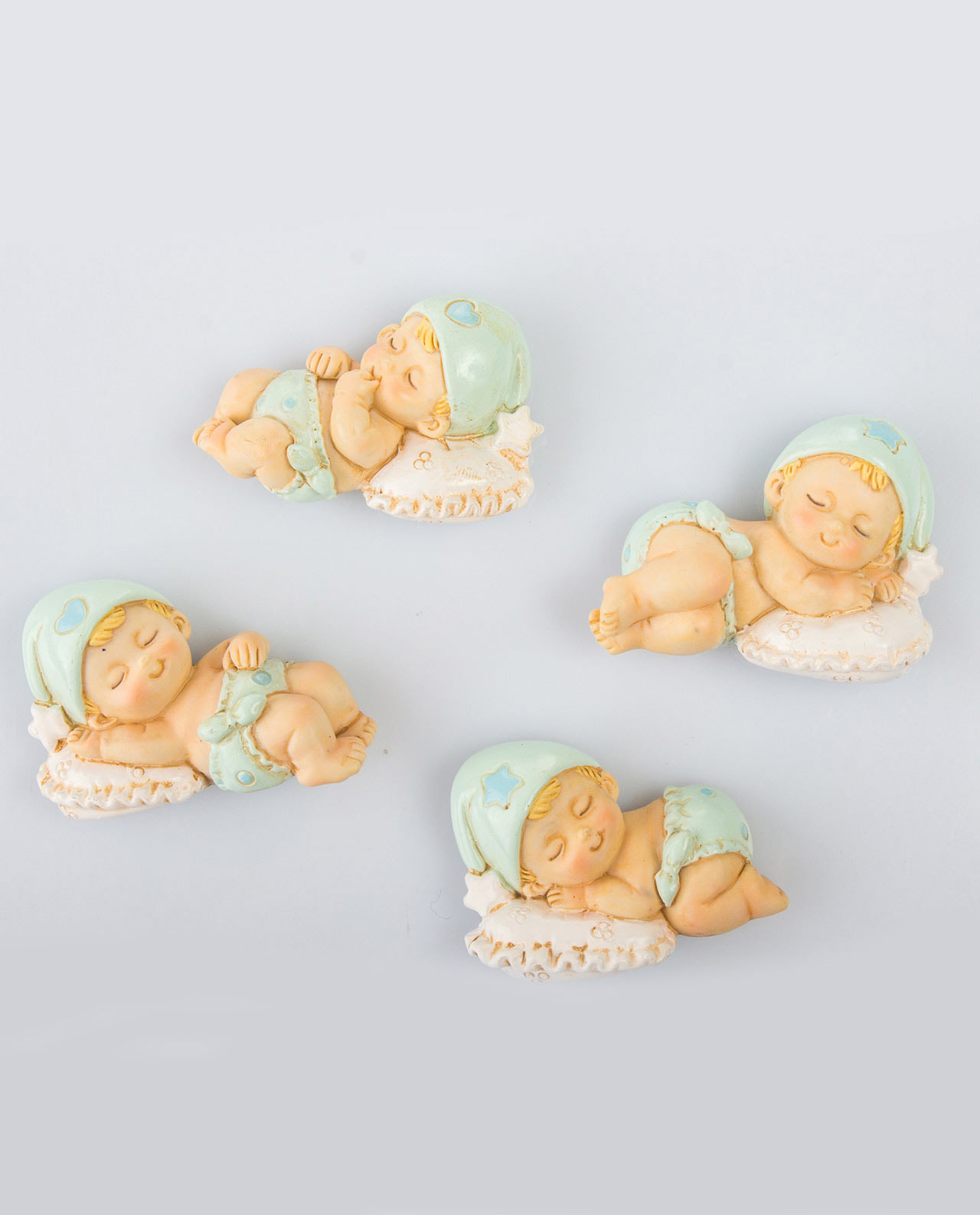 Magnete bimbo cuscino azzurro, pose assortite