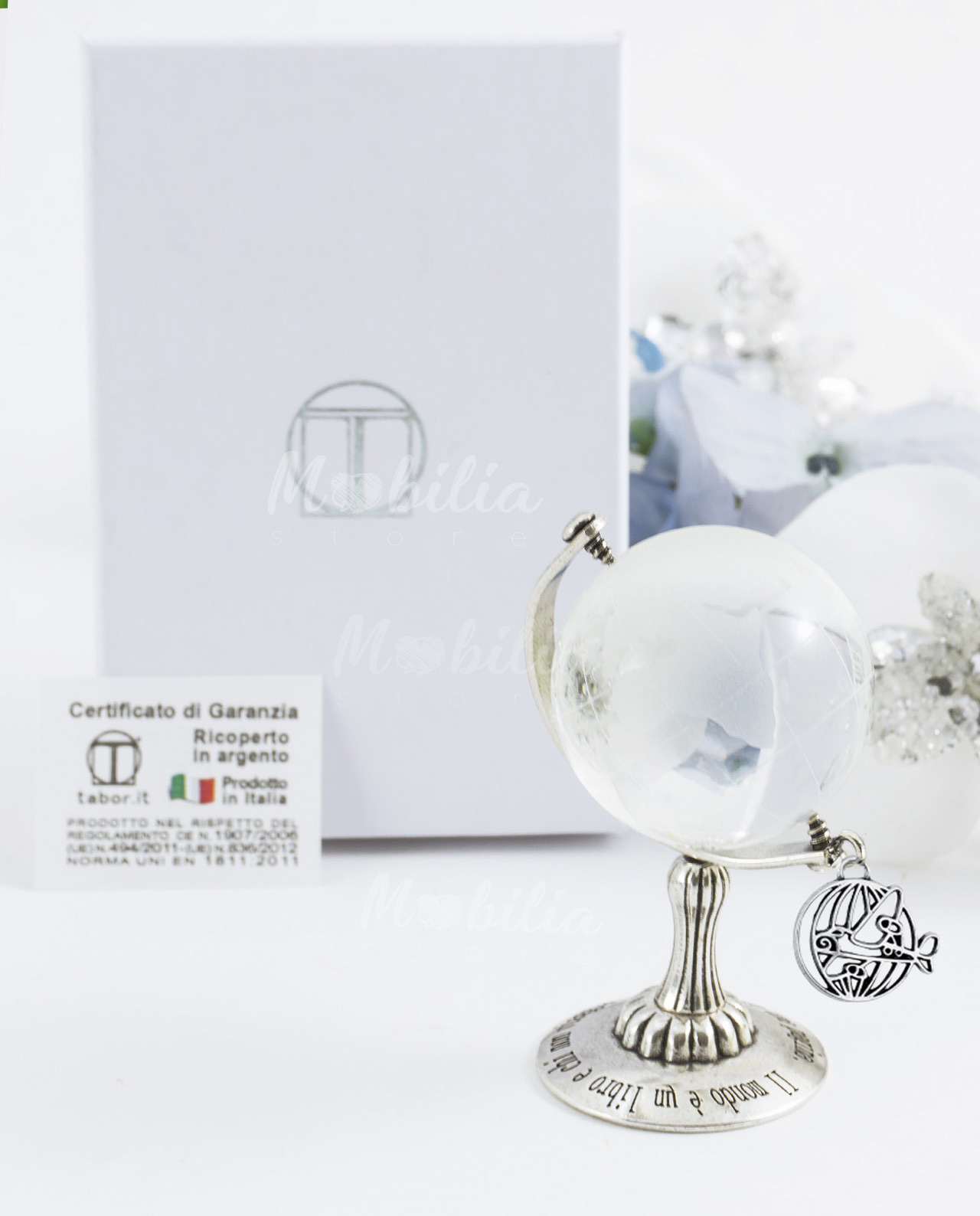Globo con ciondolo tema viaggio bagno argento Tabor