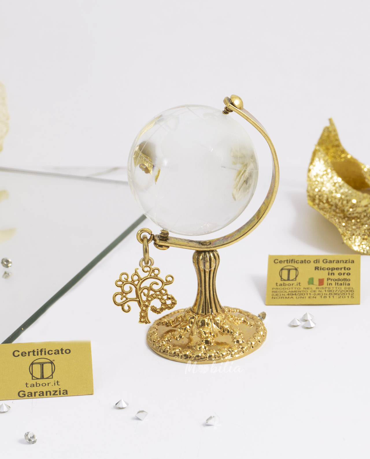 Mappamondo con ciondolo bagno oro Tabor