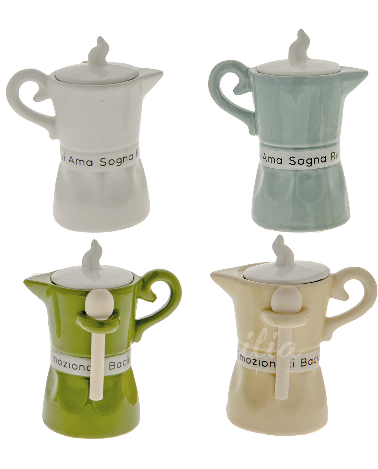 Moka zuccheriera con scritte colori assortiti
