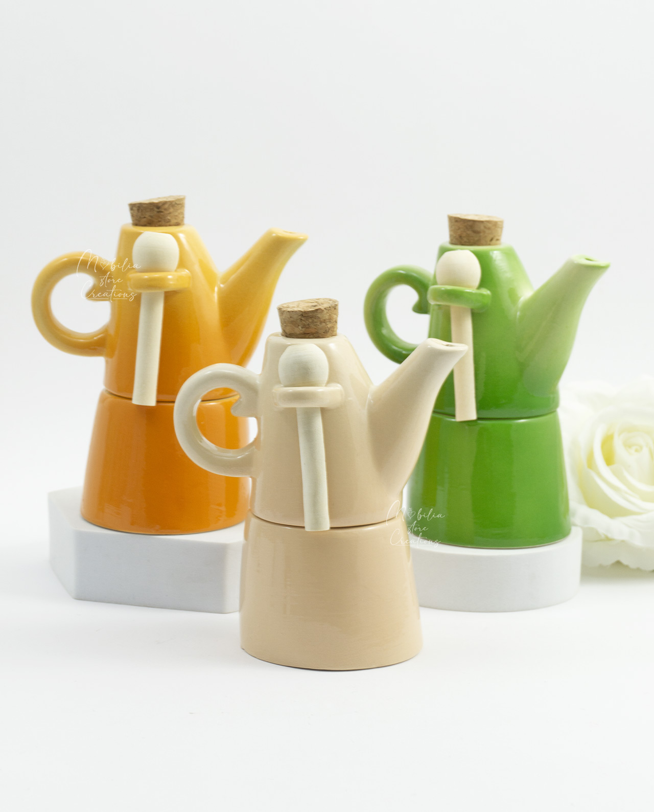 Bomboniera Zuccheriera e lattiera in ceramica colorata assortita - immagine 2