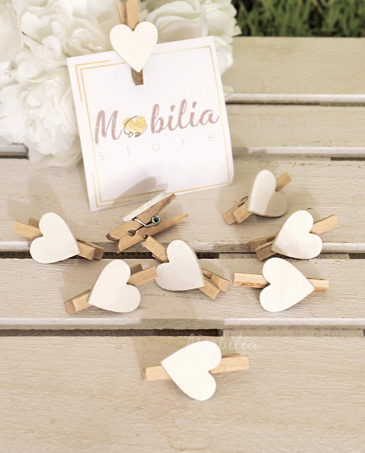 Molletta per certificati in legno naturale con cuore