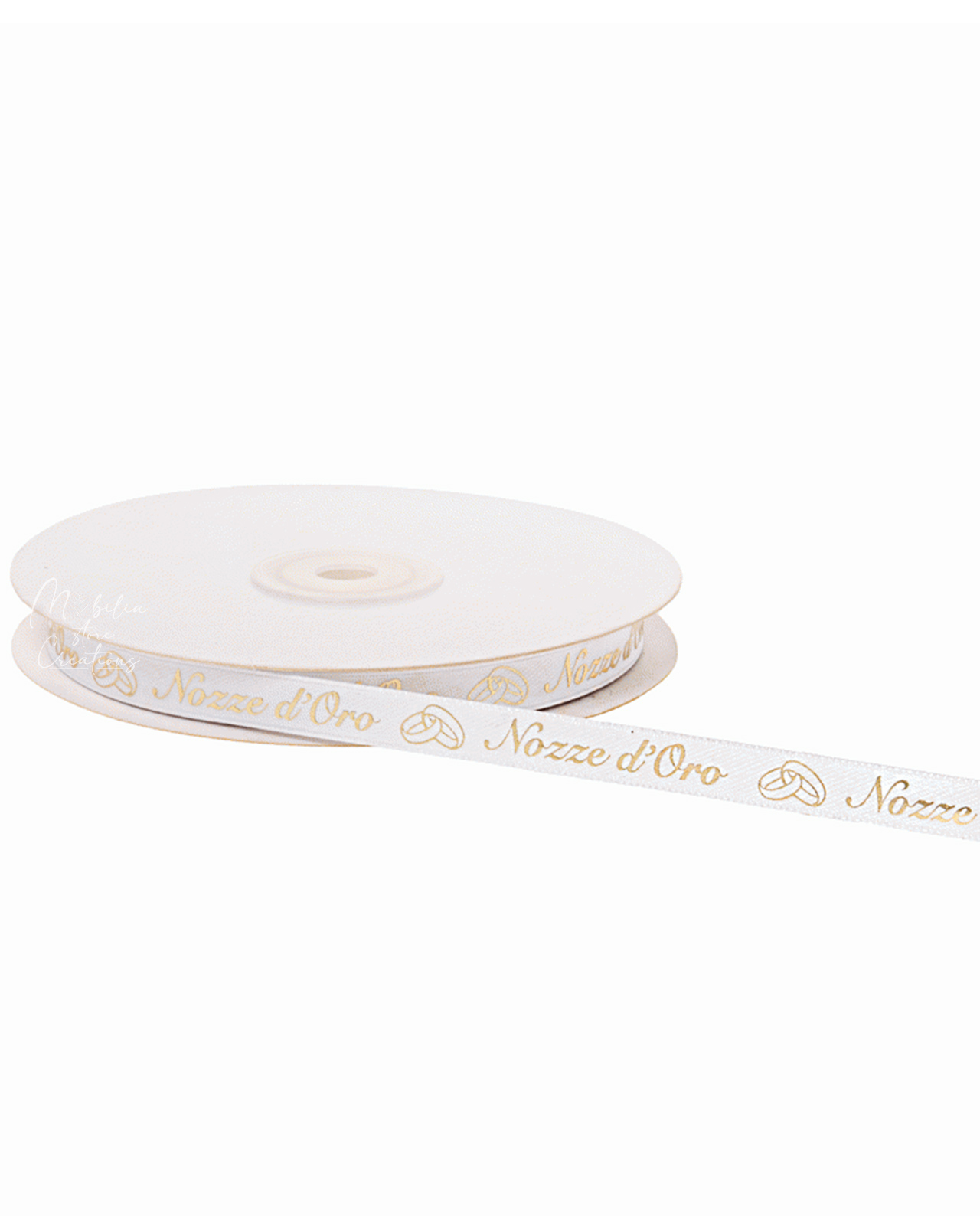 Nastro raso nozze d'oro 1 cm - 25 mt