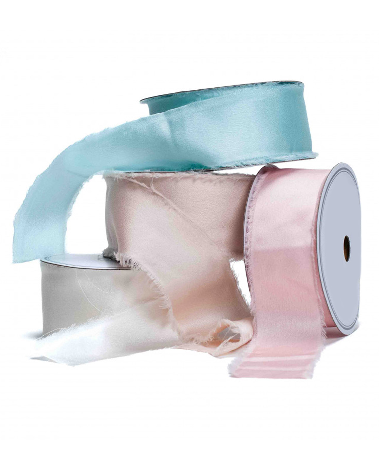 Nastro in raso sfrangiato vari colori 4 cm - 25 mt
