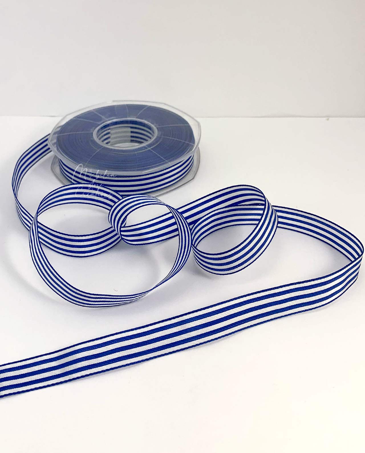 Nastro a righe bianco e blu 1,5 cm - 25 mt