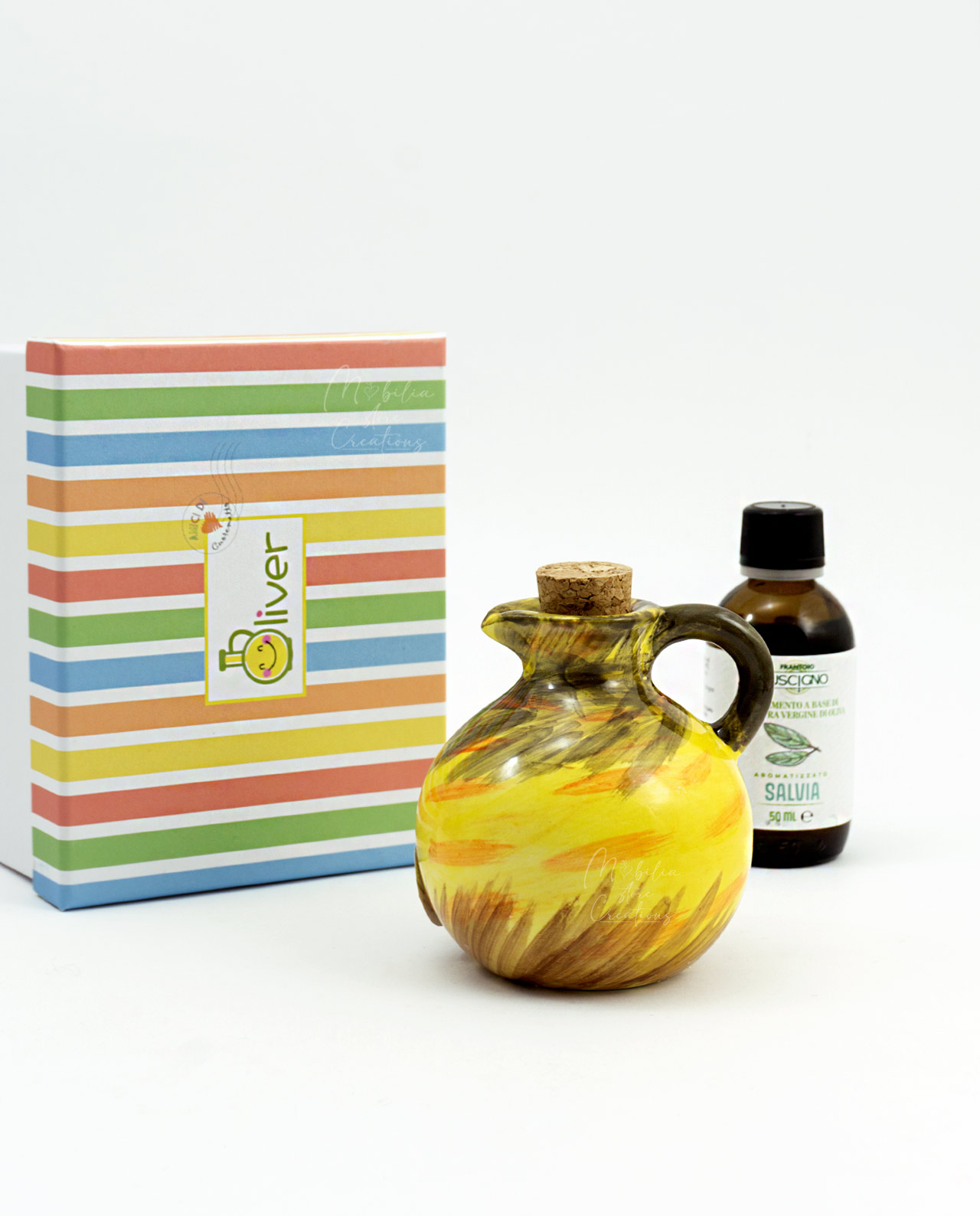 Oliera palla in ceramica vari decori Cuorematto