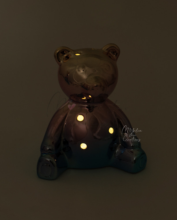 Bomboniera orsetto led in ceramica shine - immagine 3