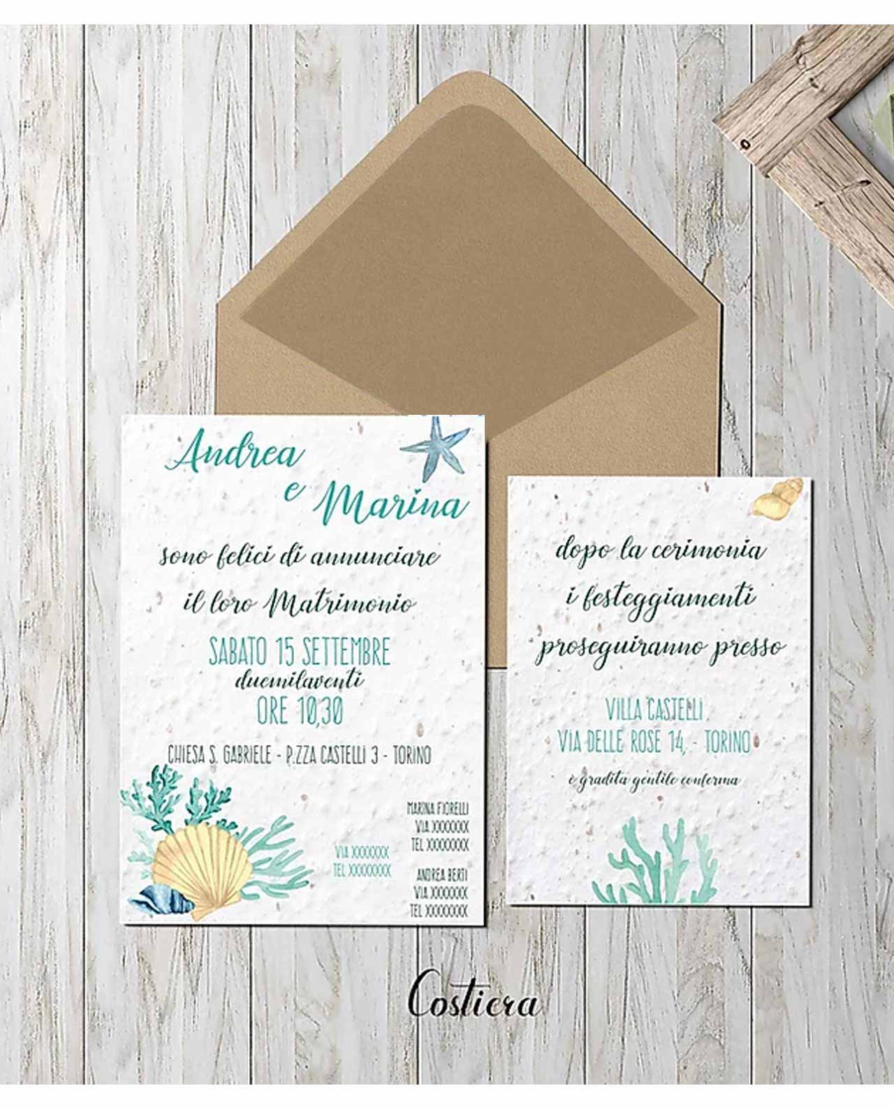 Partecipazione carta da piantare modello Costiera