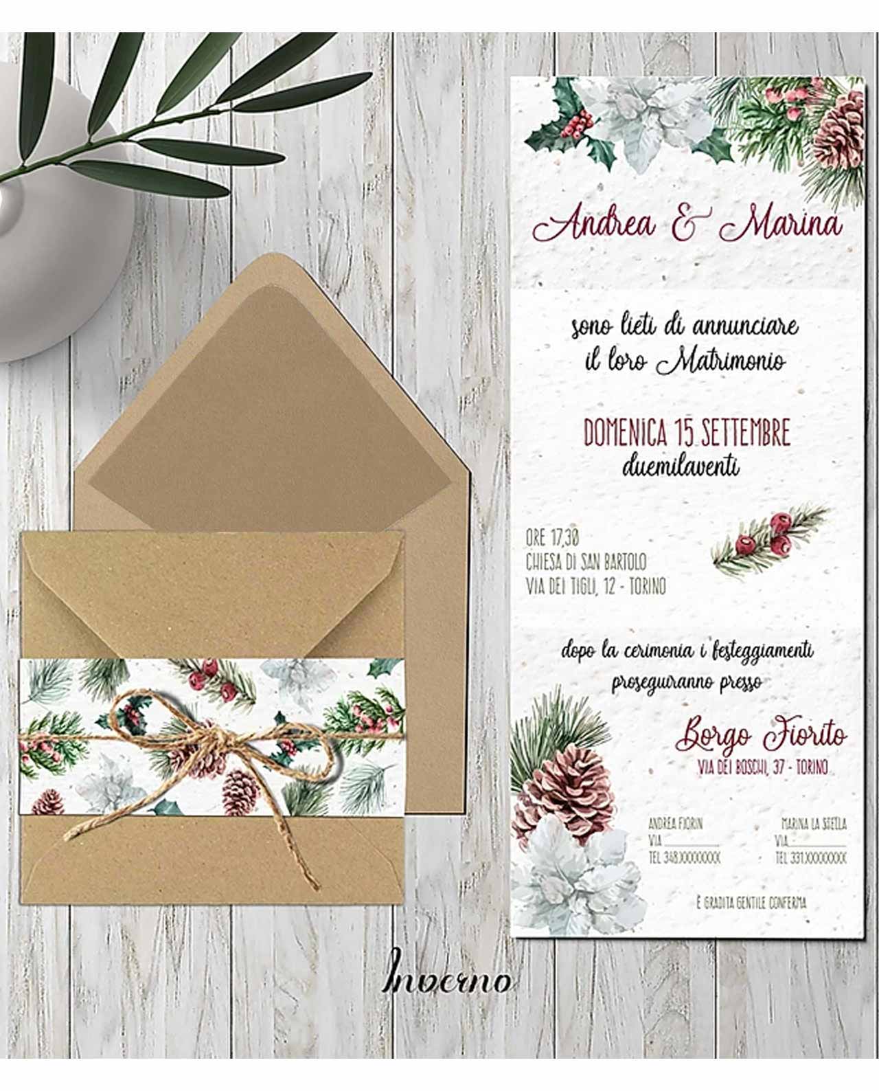 Partecipazione carta da piantare modello Inverno