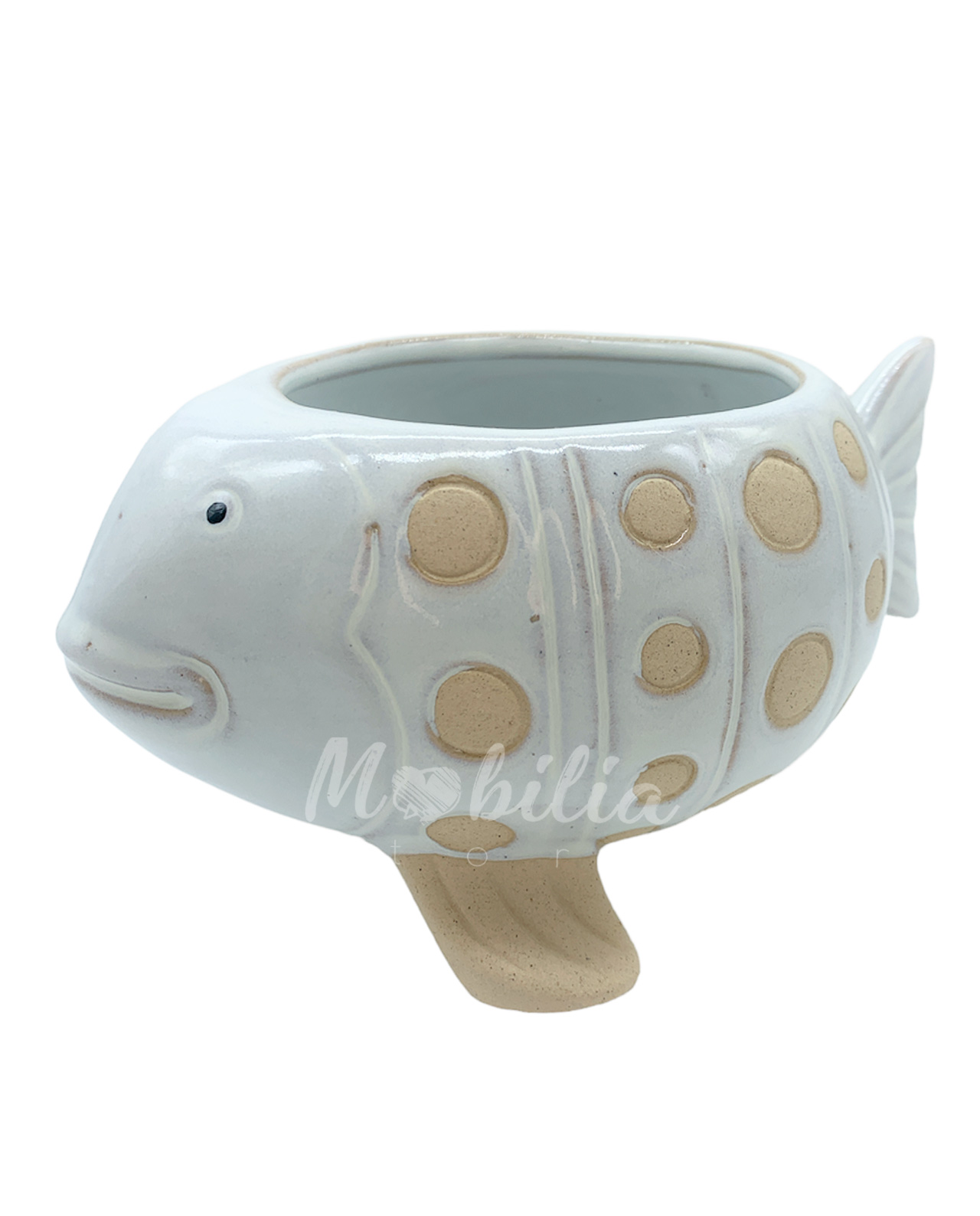 Vasetto animali del mare in porcellana pesce bianco