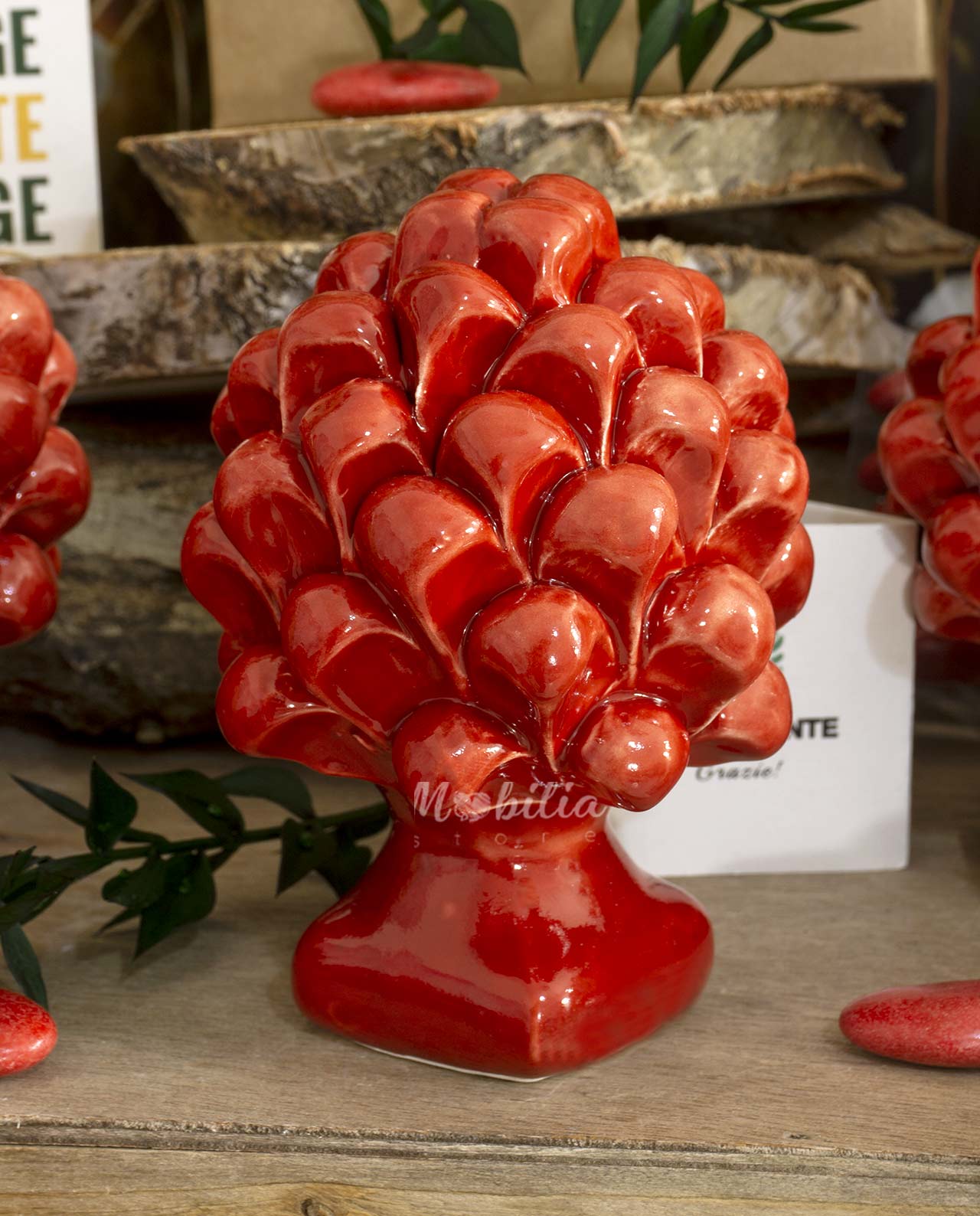 Bomboniera pigna ceramica rossa di Caltagirone - immagine 2