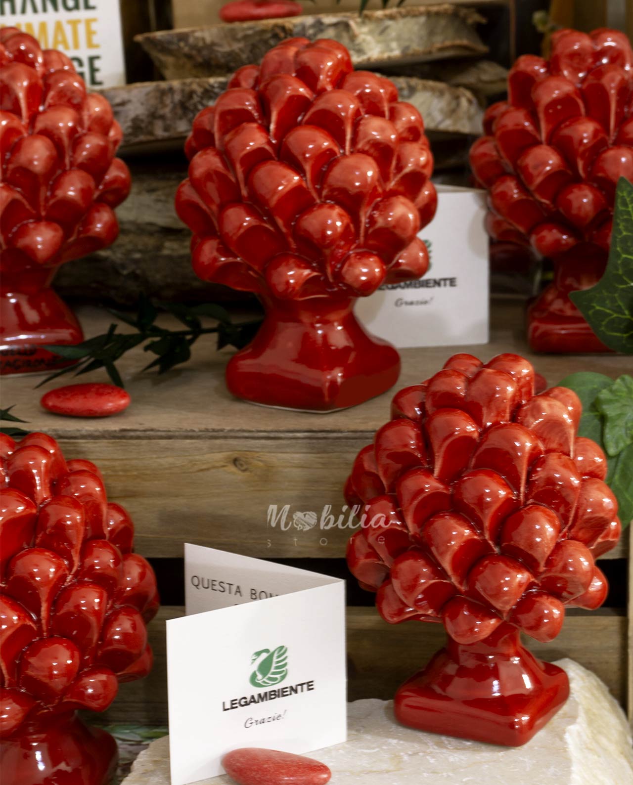 Bomboniera pigna ceramica rossa di Caltagirone - immagine 3