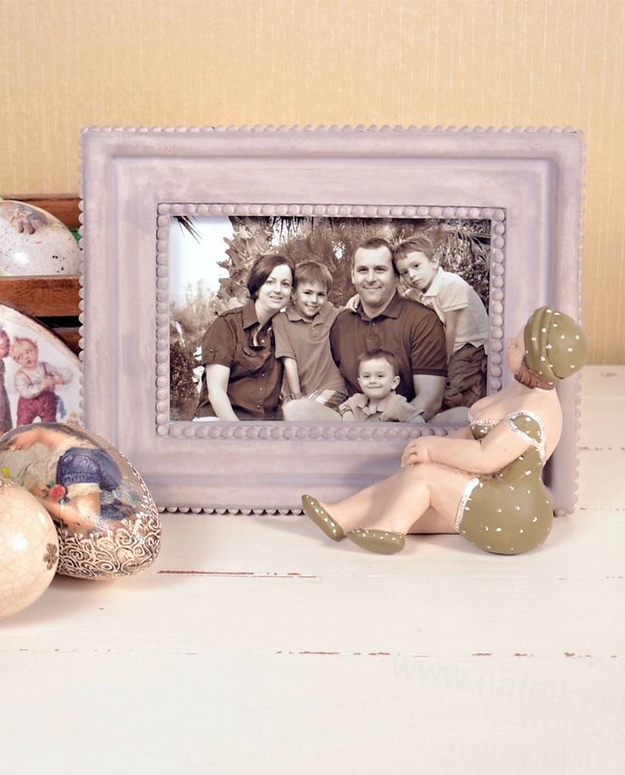 Portafoto resina con scultura vintage