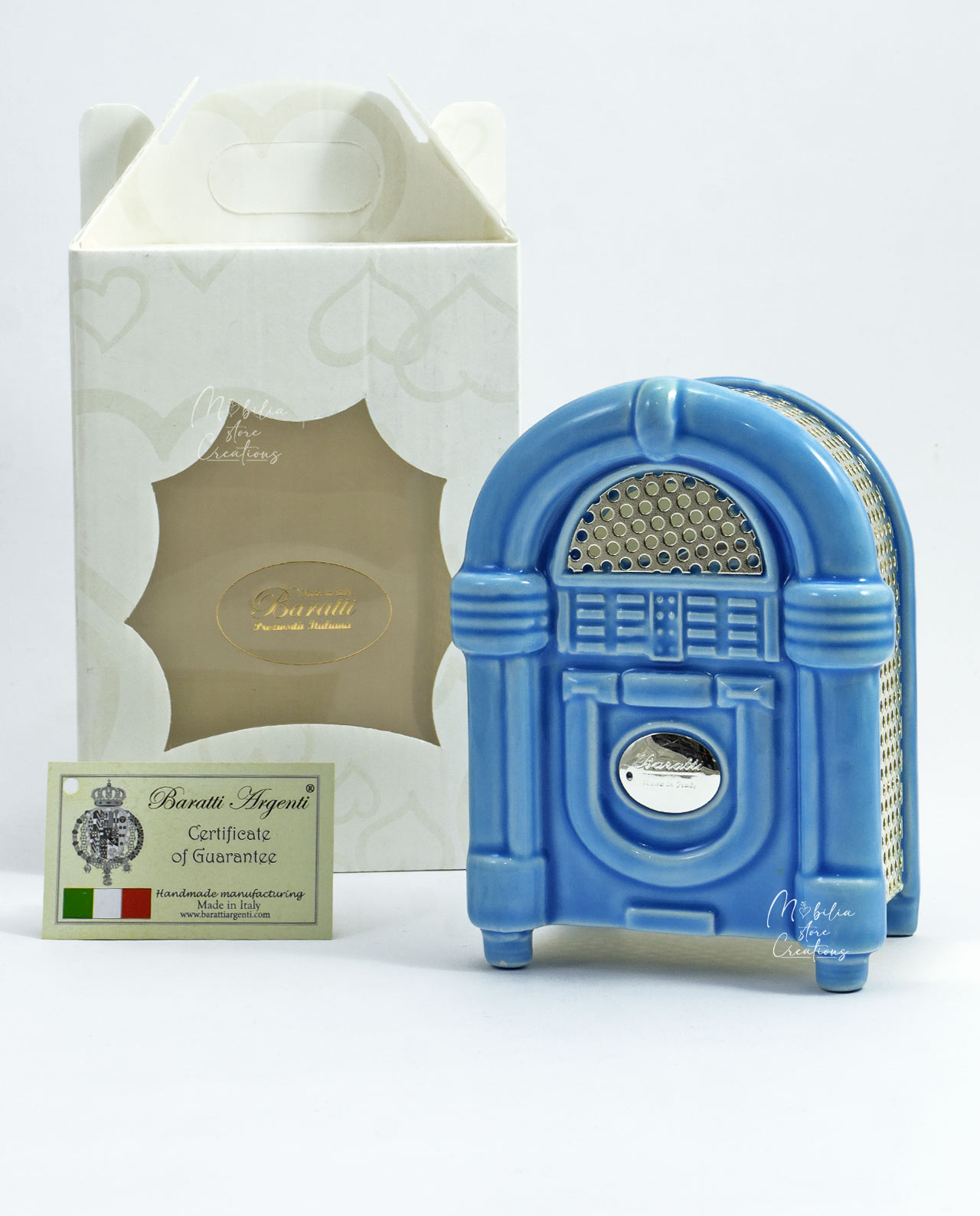Jukebox Bluetooth vintage in Capodimonte celeste