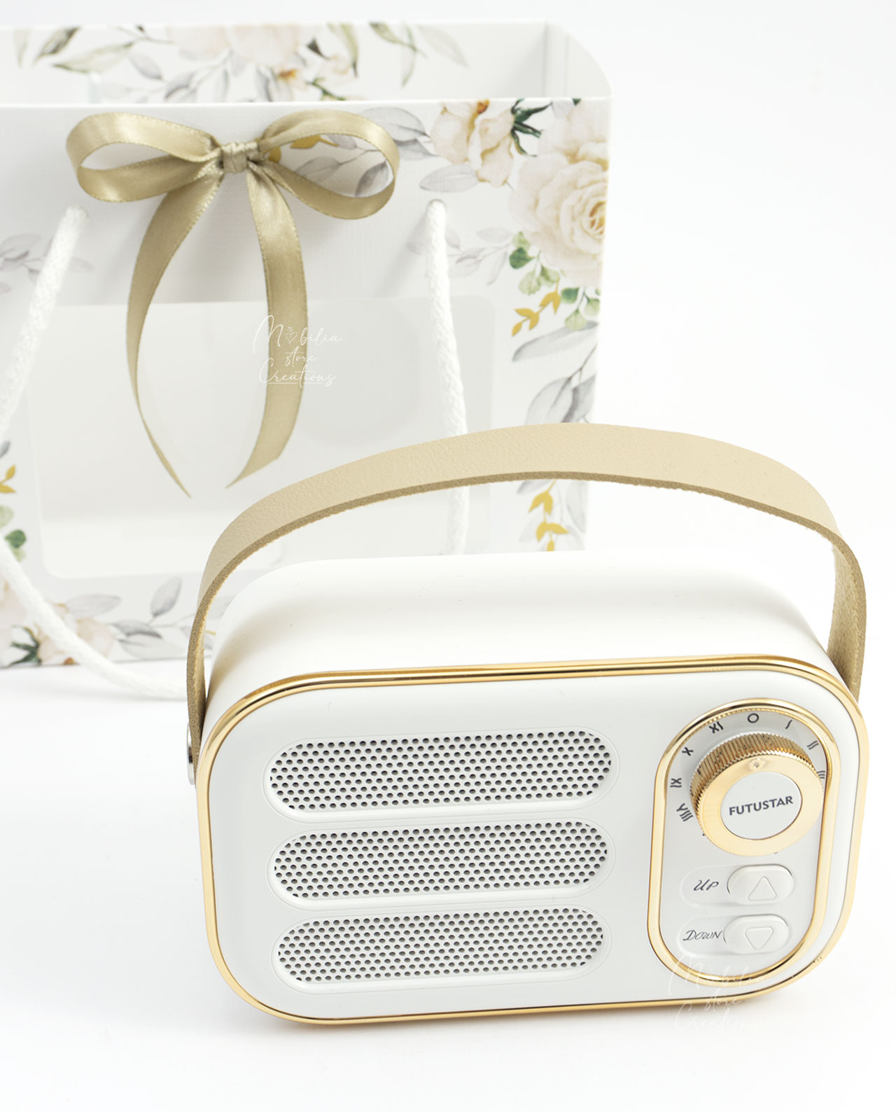 Bomboniera altoparlante bluetooth radio vintage bianca - immagine 14