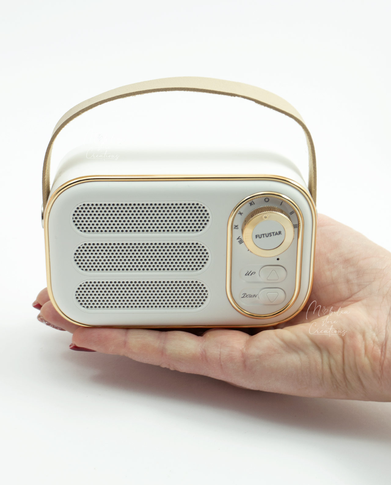 Bomboniera altoparlante bluetooth radio vintage bianca - immagine 7