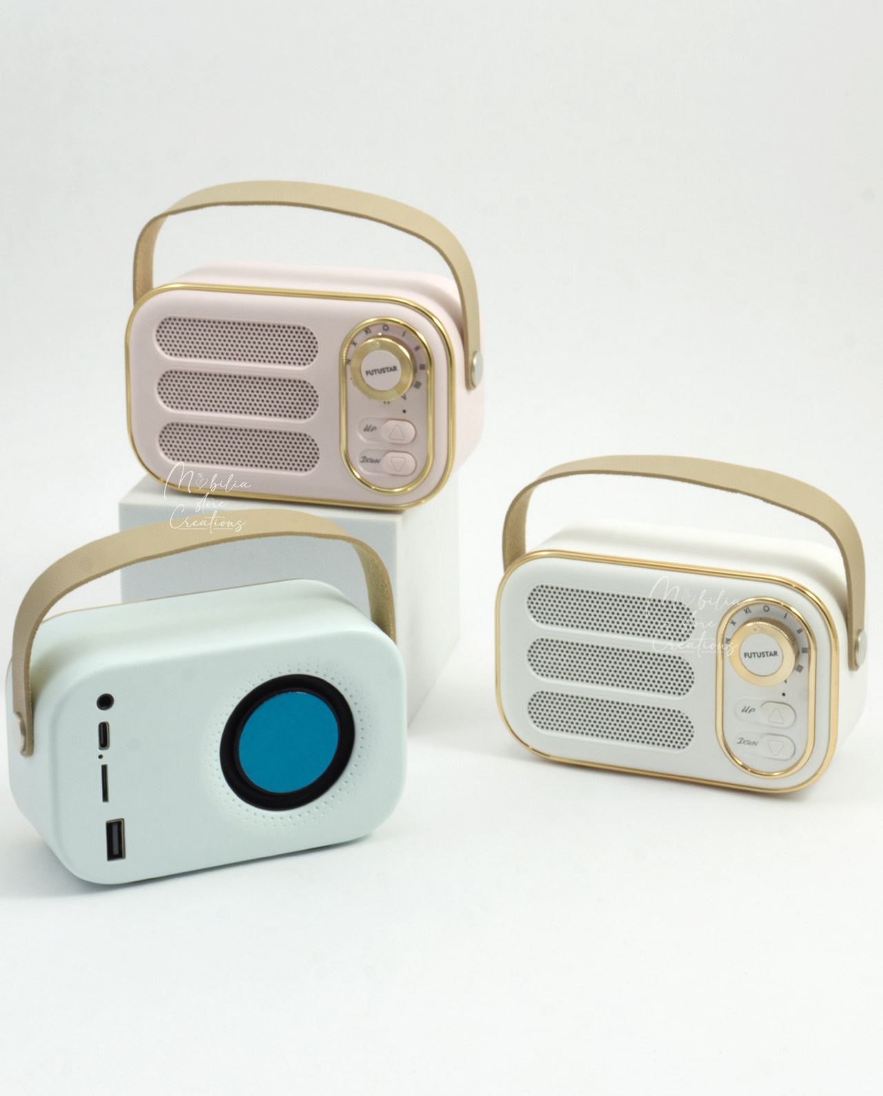 Bomboniera altoparlante bluetooth radio vintage bianca - immagine 6