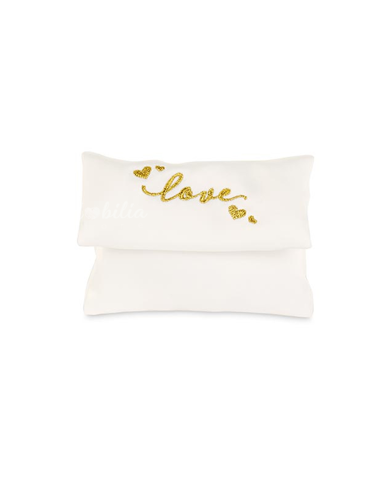Sacchetto in raso con scritta love oro varie forme