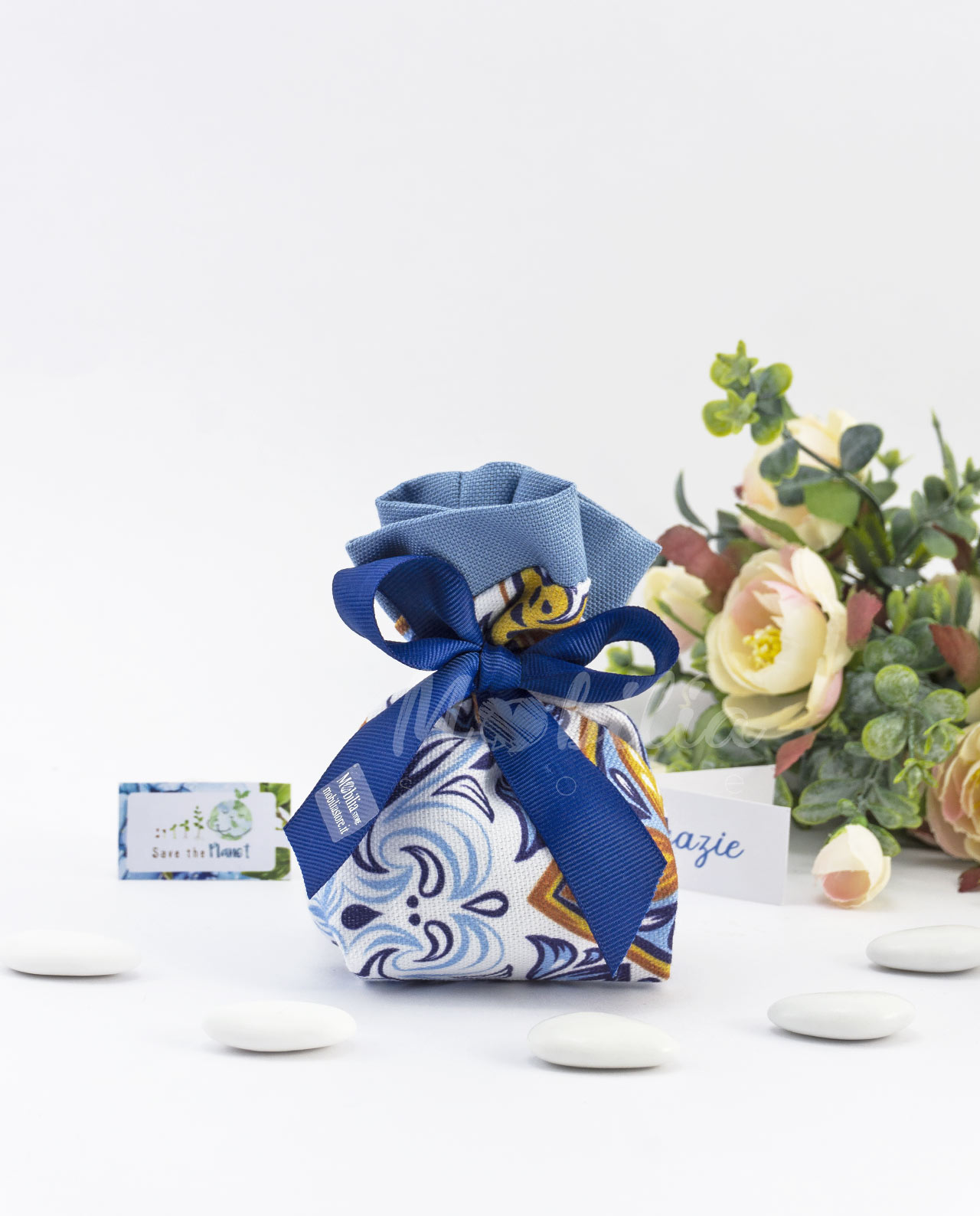 Pouf maiolica in cotone con confetti vari colori