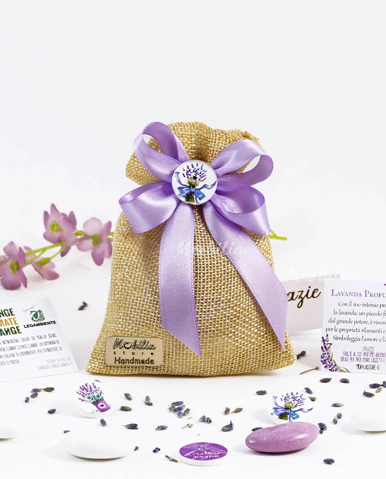 Sacchettino Legambiente con lavanda profumata e fiocco lilla