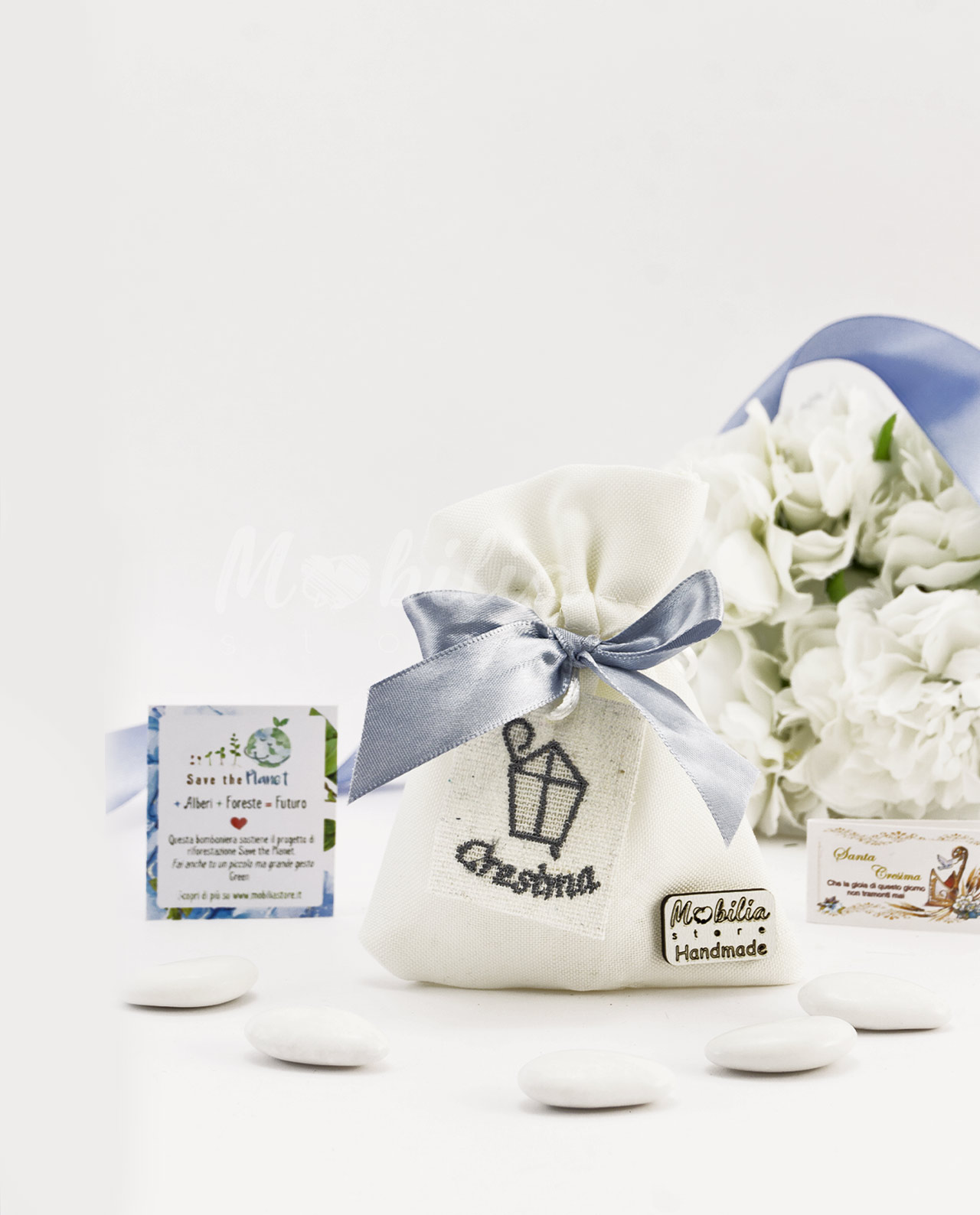 Sacchetto con applicazione cresima e confetti