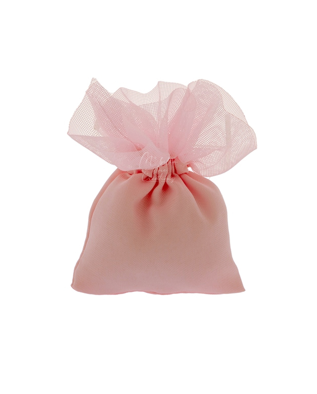 Sacchetto portaconfetti rosa con ciuffo in tulle
