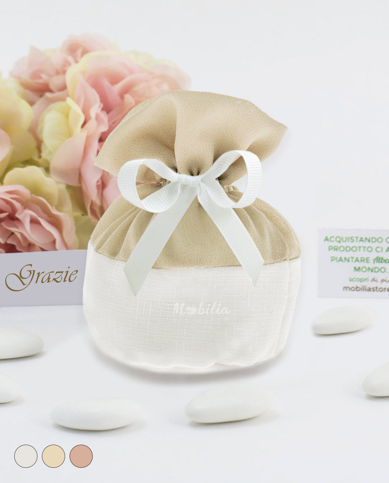 Sacchetto bicolore con confetti varie forme